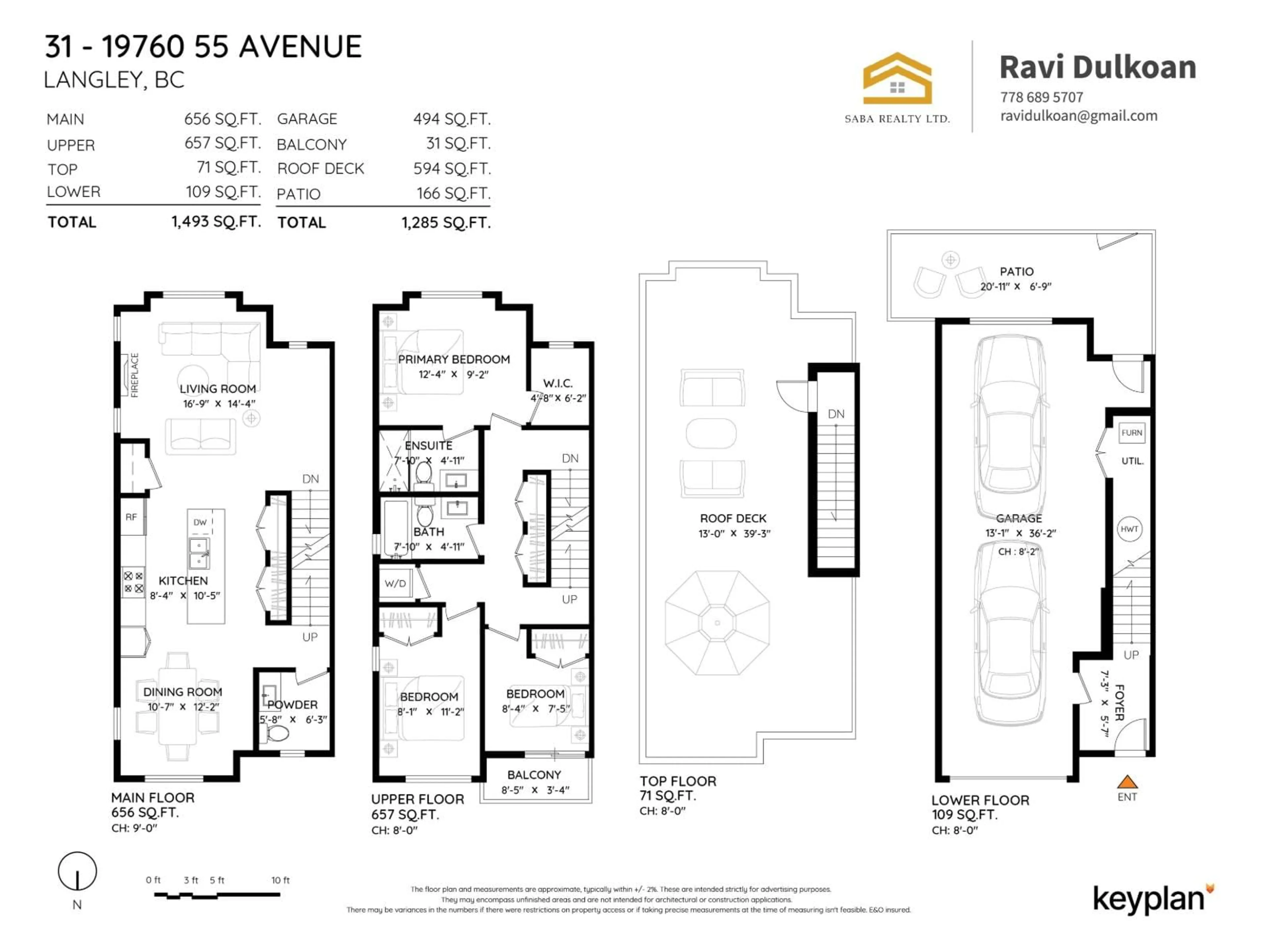 Floor plan for 31 - 19760 55 AVENUE, Langley British Columbia V3A0L1