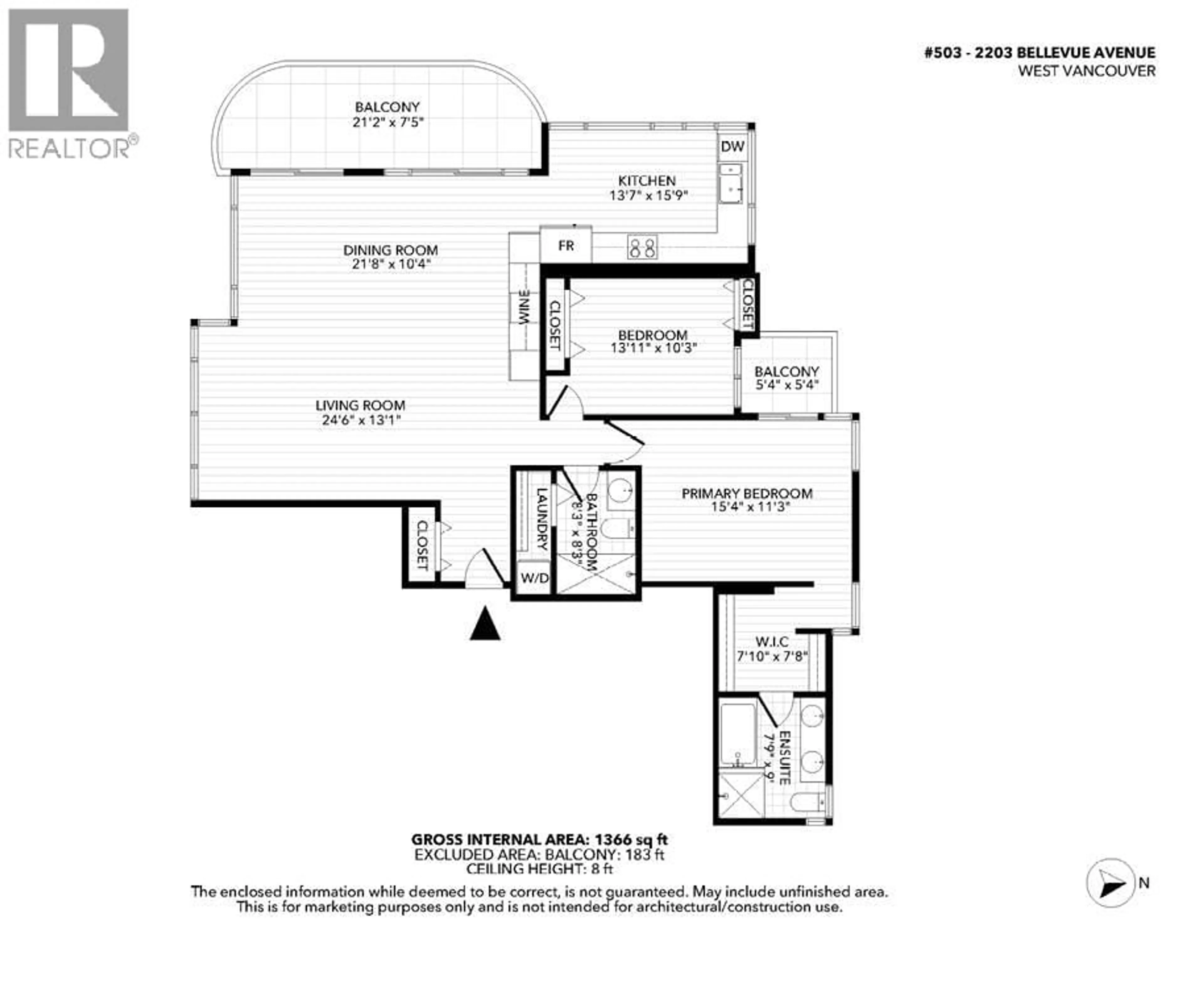 Floor plan for 503 - 2203 BELLEVUE AVENUE, West Vancouver British Columbia V7V4V7