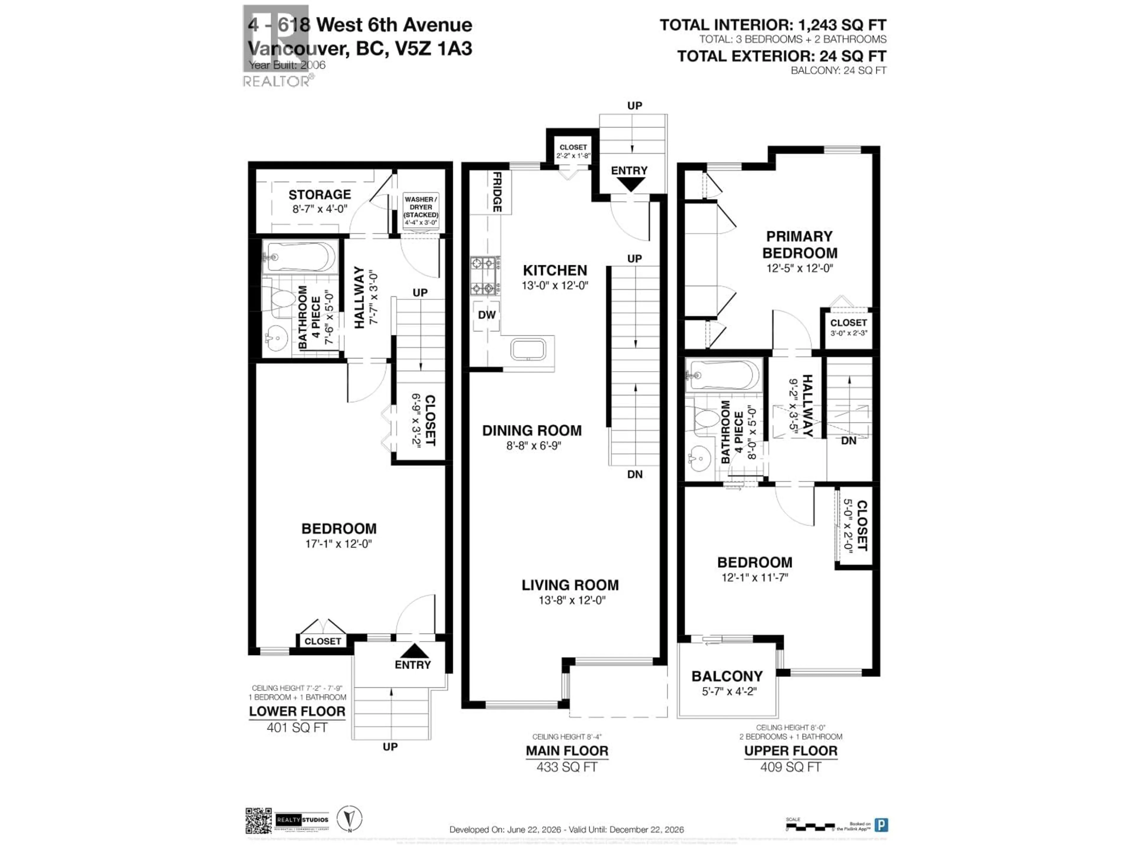 Floor plan for 4 - 618 6TH AVENUE, Vancouver British Columbia V5Z1A3