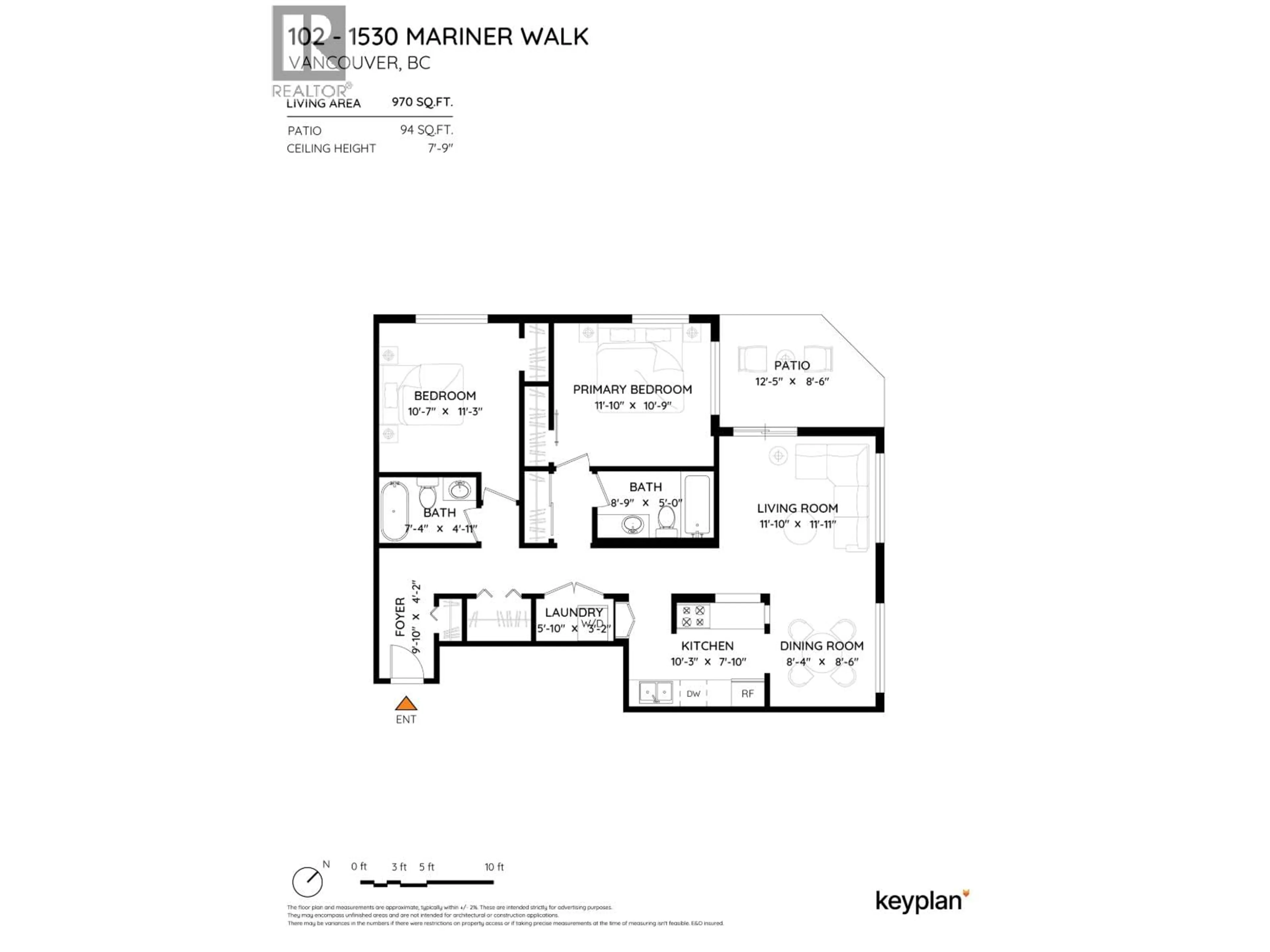 Floor plan for 102 - 1530 MARINER WALK, Vancouver British Columbia V6J4X9