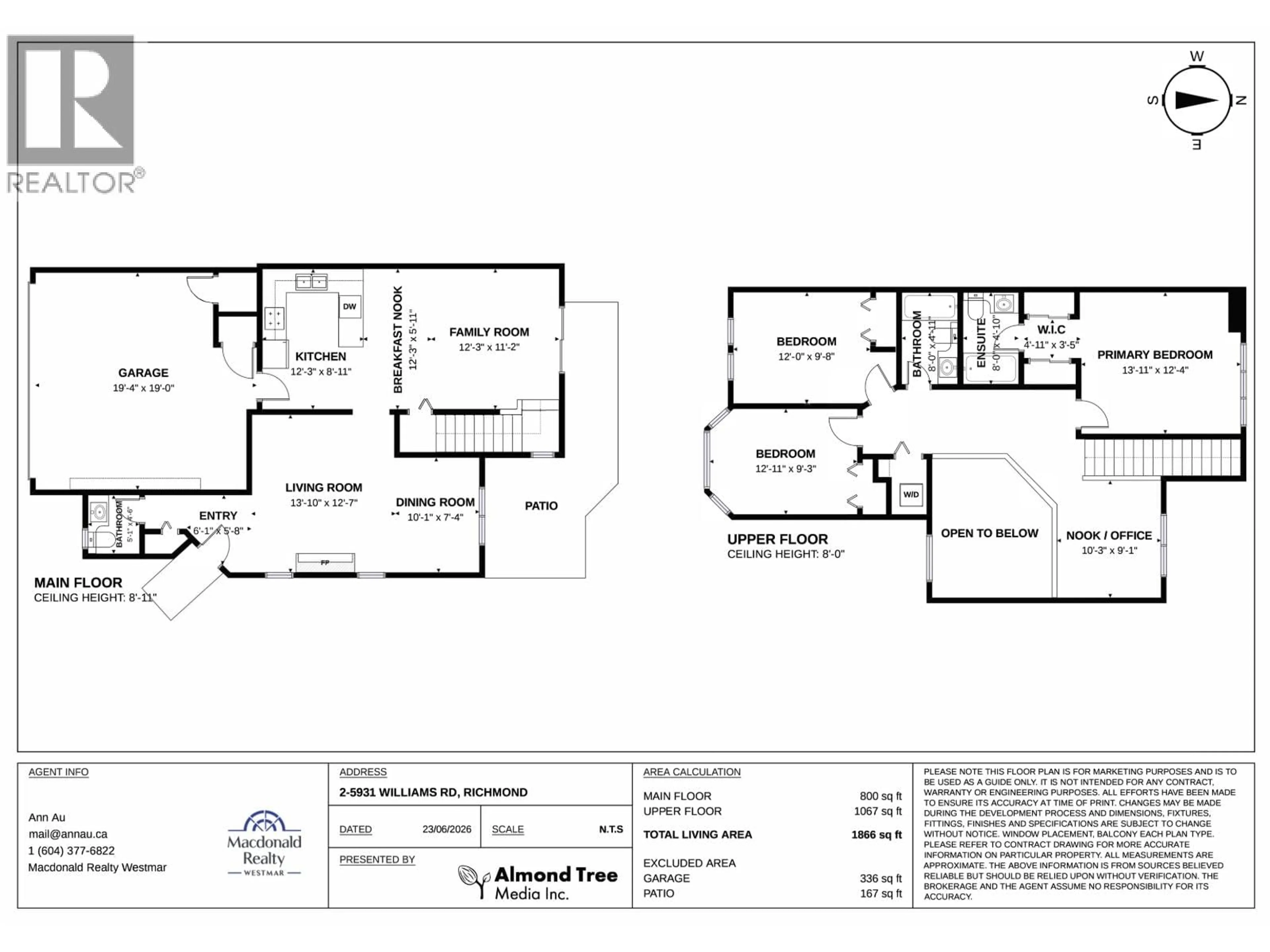 Floor plan for 2 - 5931 WILLIAMS ROAD, Richmond British Columbia V7E1K2