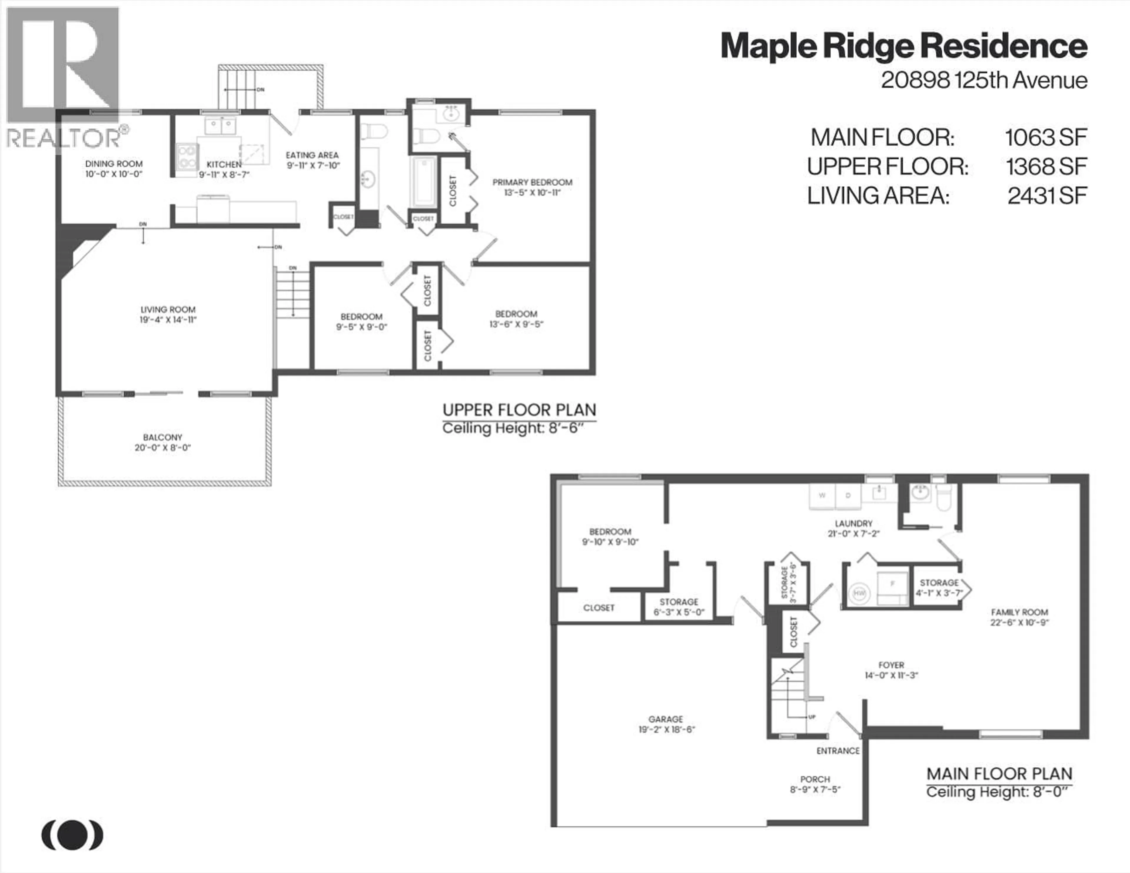Floor plan for 20898 125 AVENUE, Maple Ridge British Columbia V4R2M7
