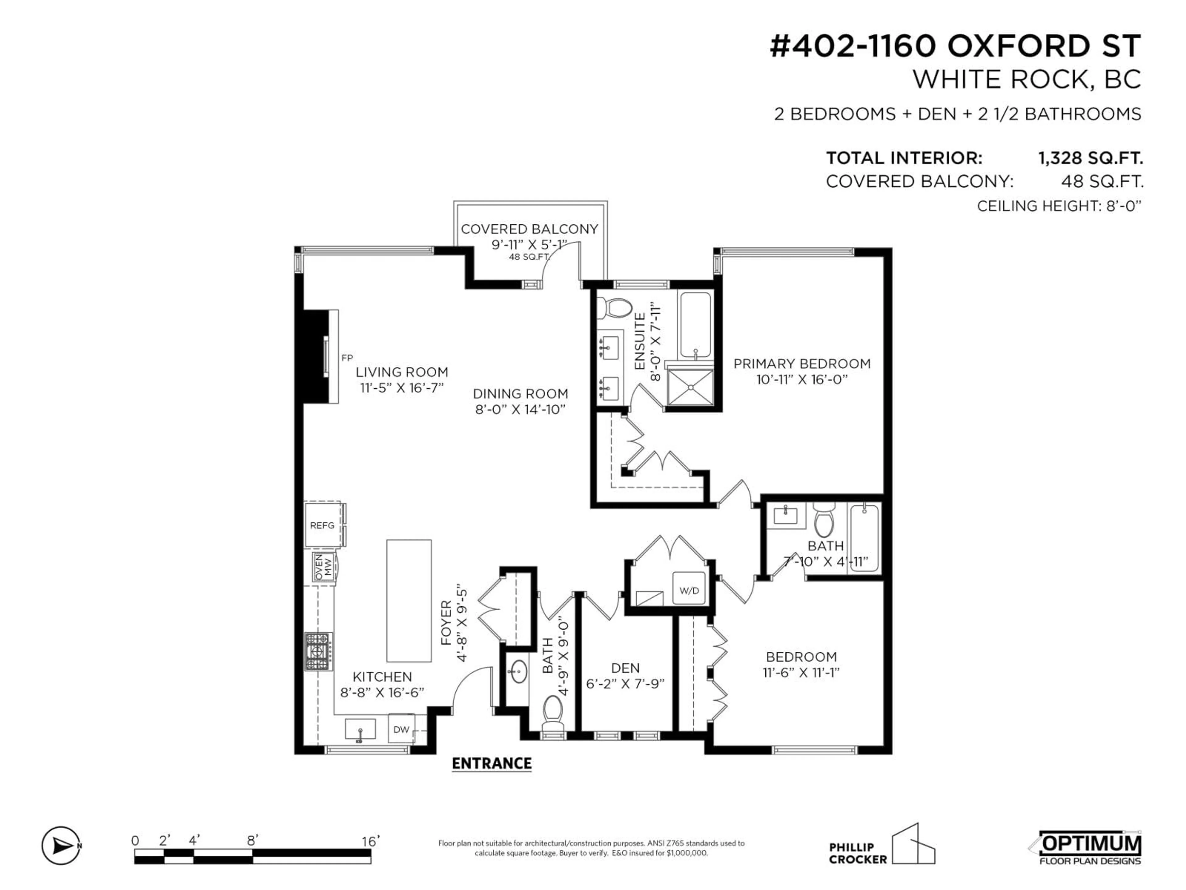 Floor plan for 402 - 1160 OXFORD STREET, White Rock British Columbia V4B0B3