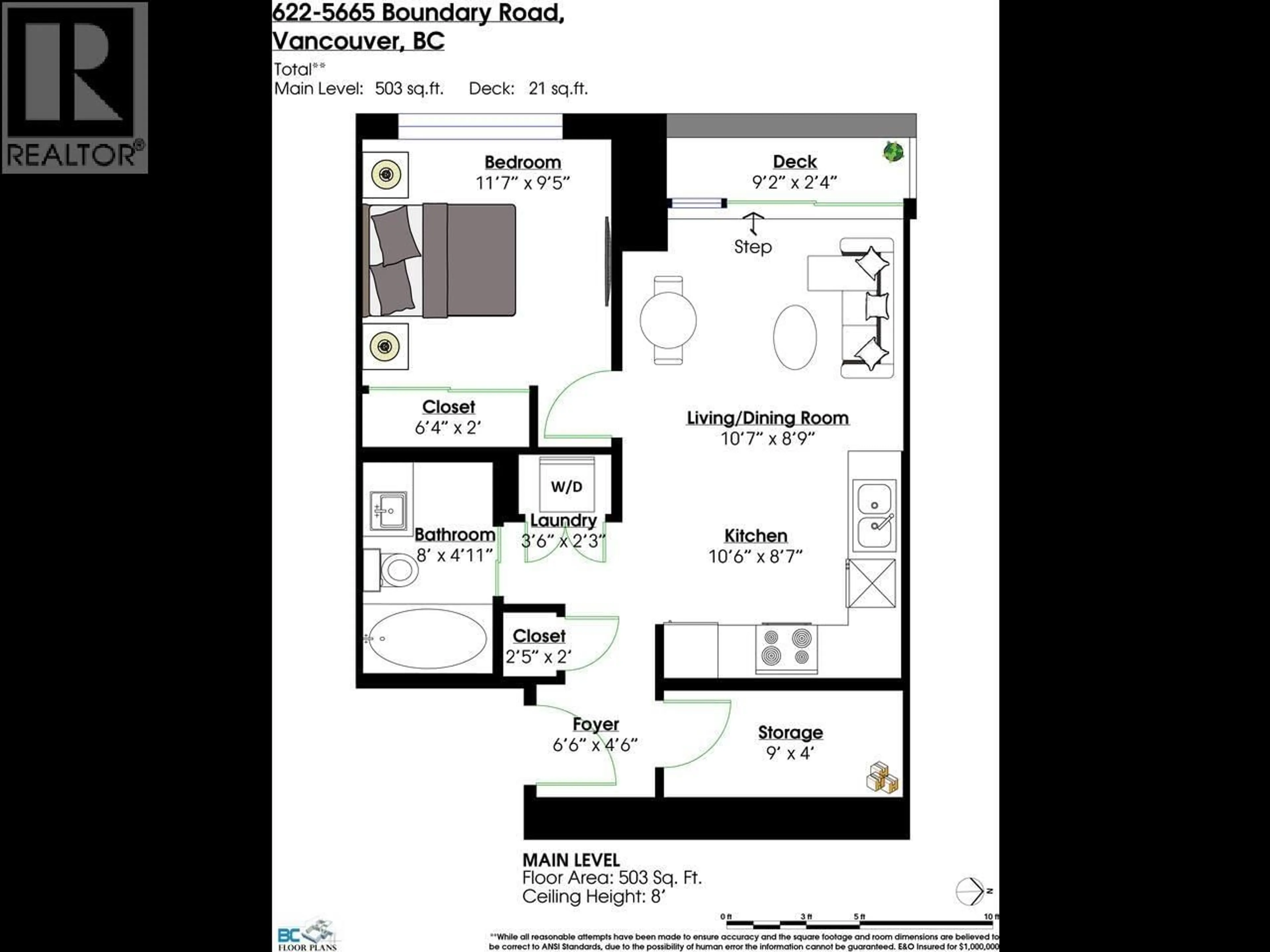 Floor plan for 622 - 5665 BOUNDARY ROAD, Vancouver British Columbia V5R0E4