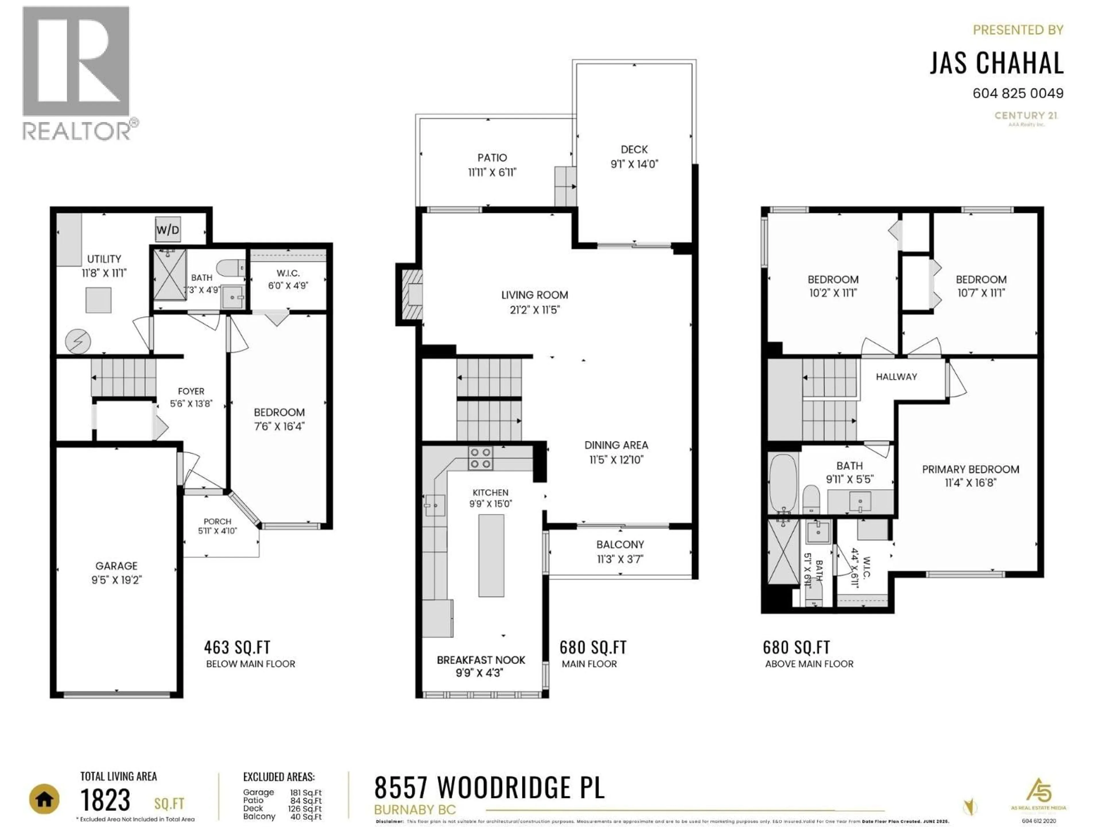 Floor plan for 8557 WOODRIDGE PLACE, Burnaby British Columbia V5A4B3