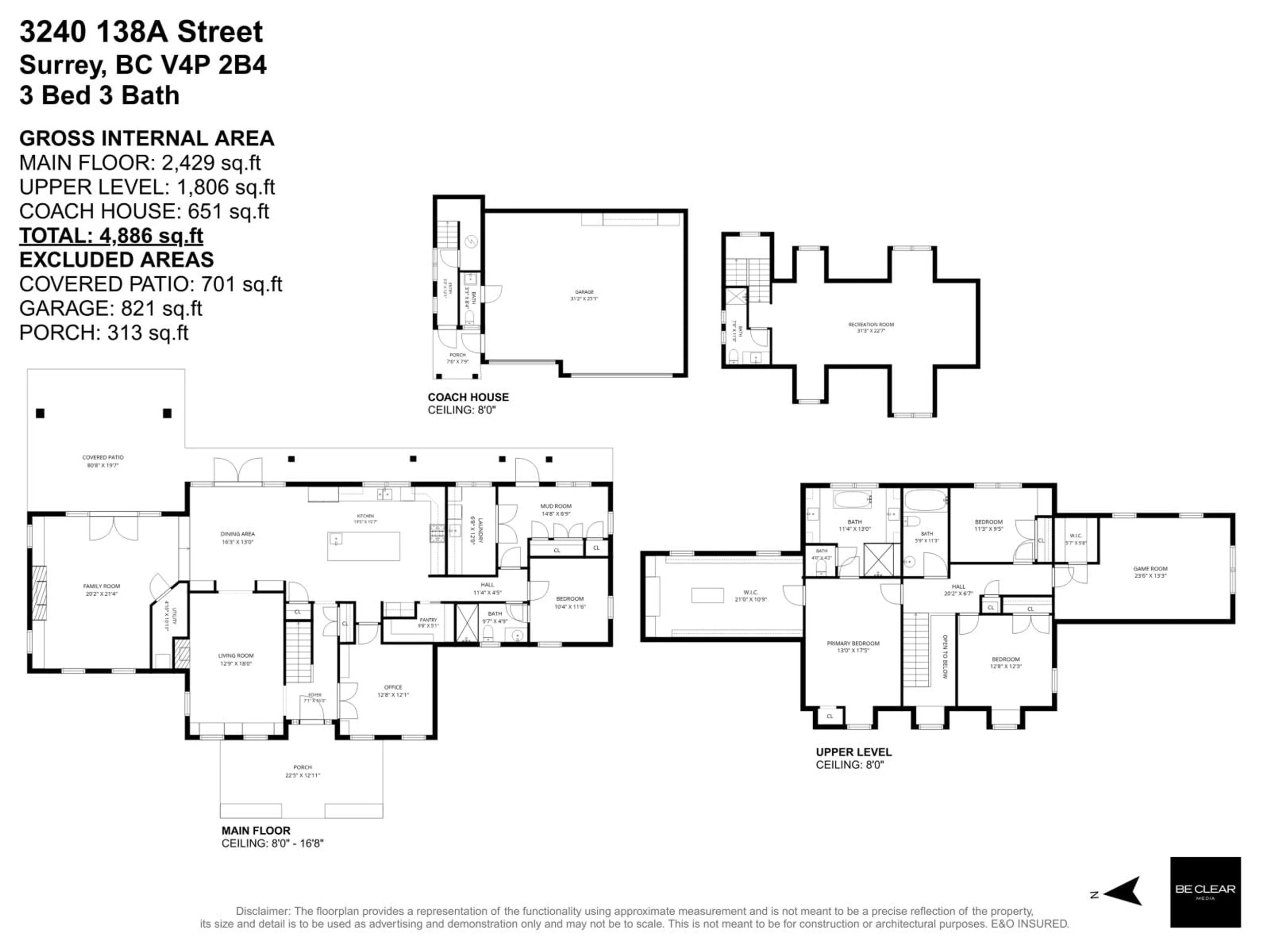 Floor plan for 3240 138A STREET, Surrey British Columbia V4P2B4