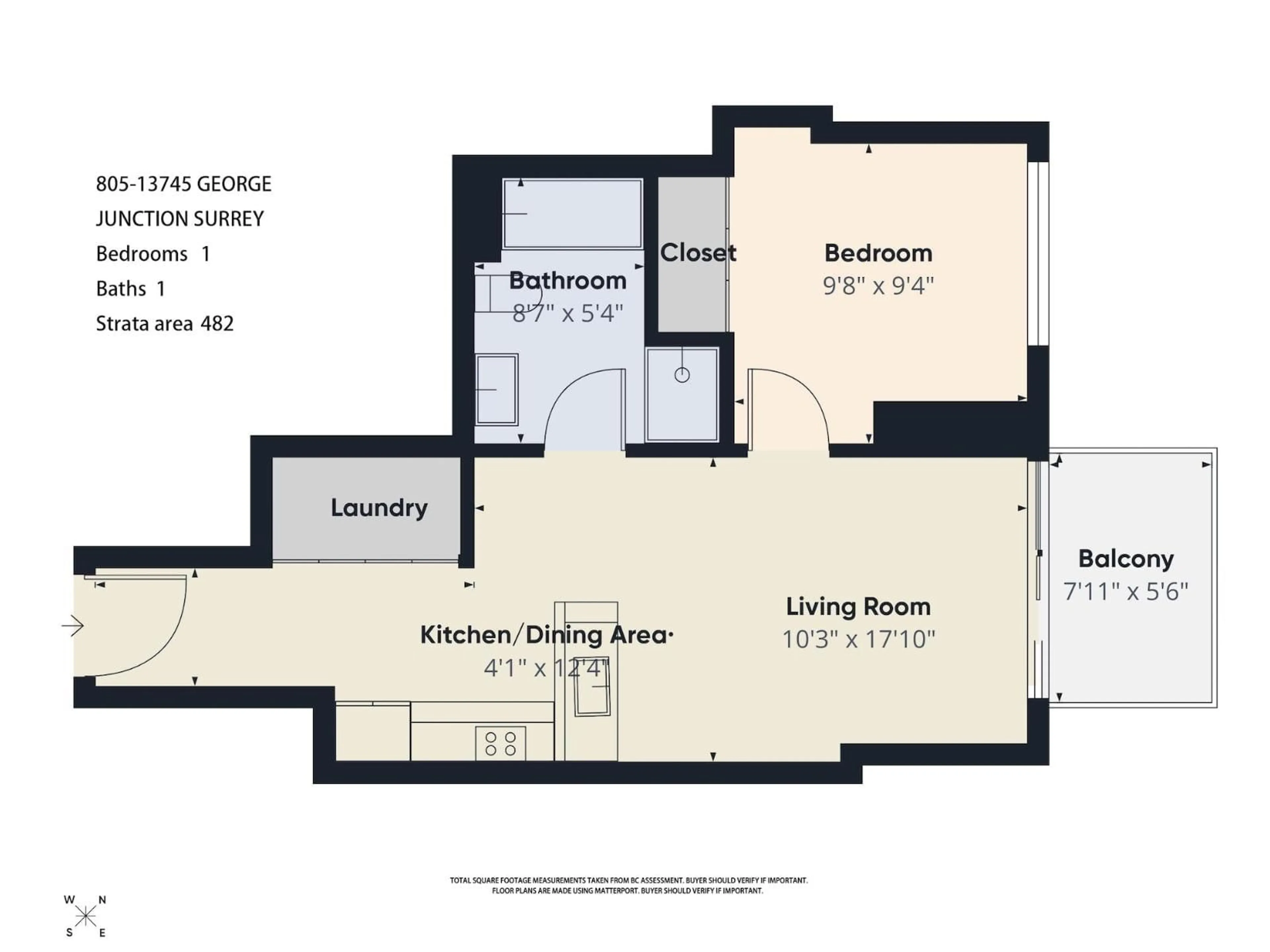 Floor plan for 805 - 13745 GEORGE JUNCTION, Surrey British Columbia V3T0V8
