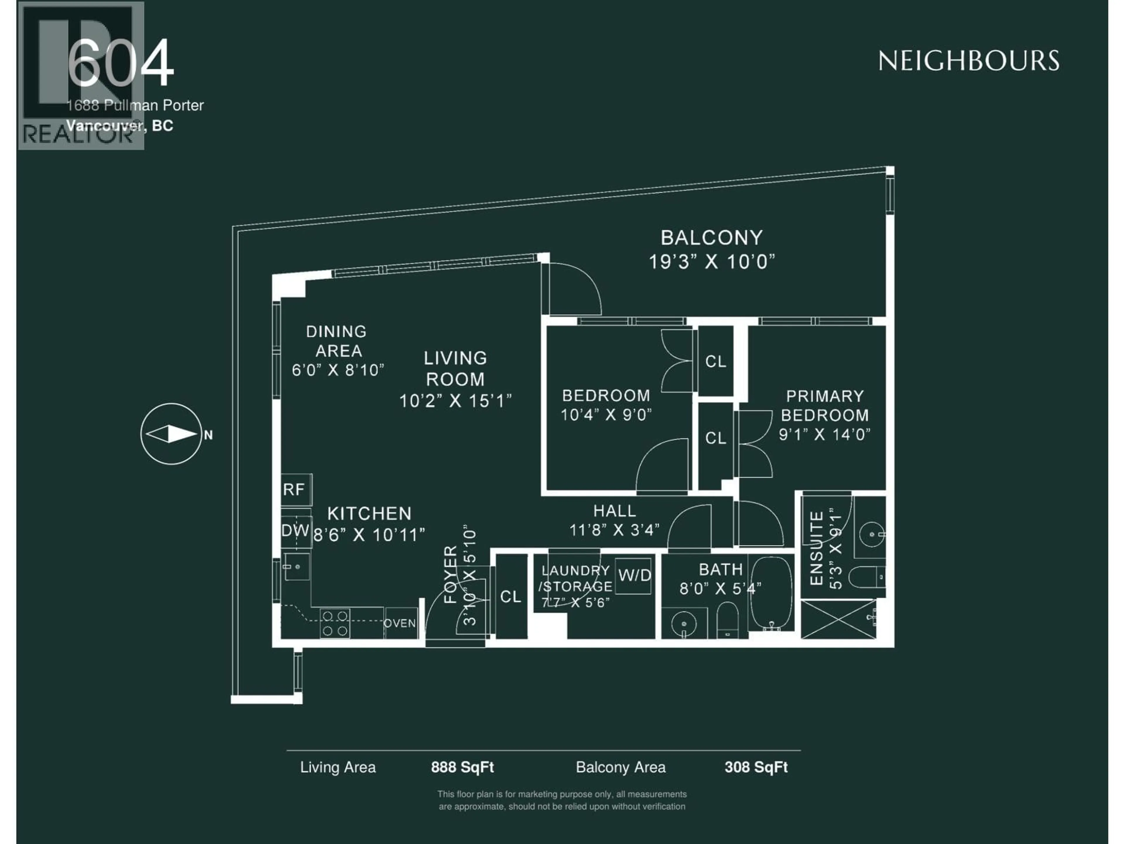 Floor plan for 604 - 1688 PULLMAN PORTER STREET, Vancouver British Columbia V6A0H3