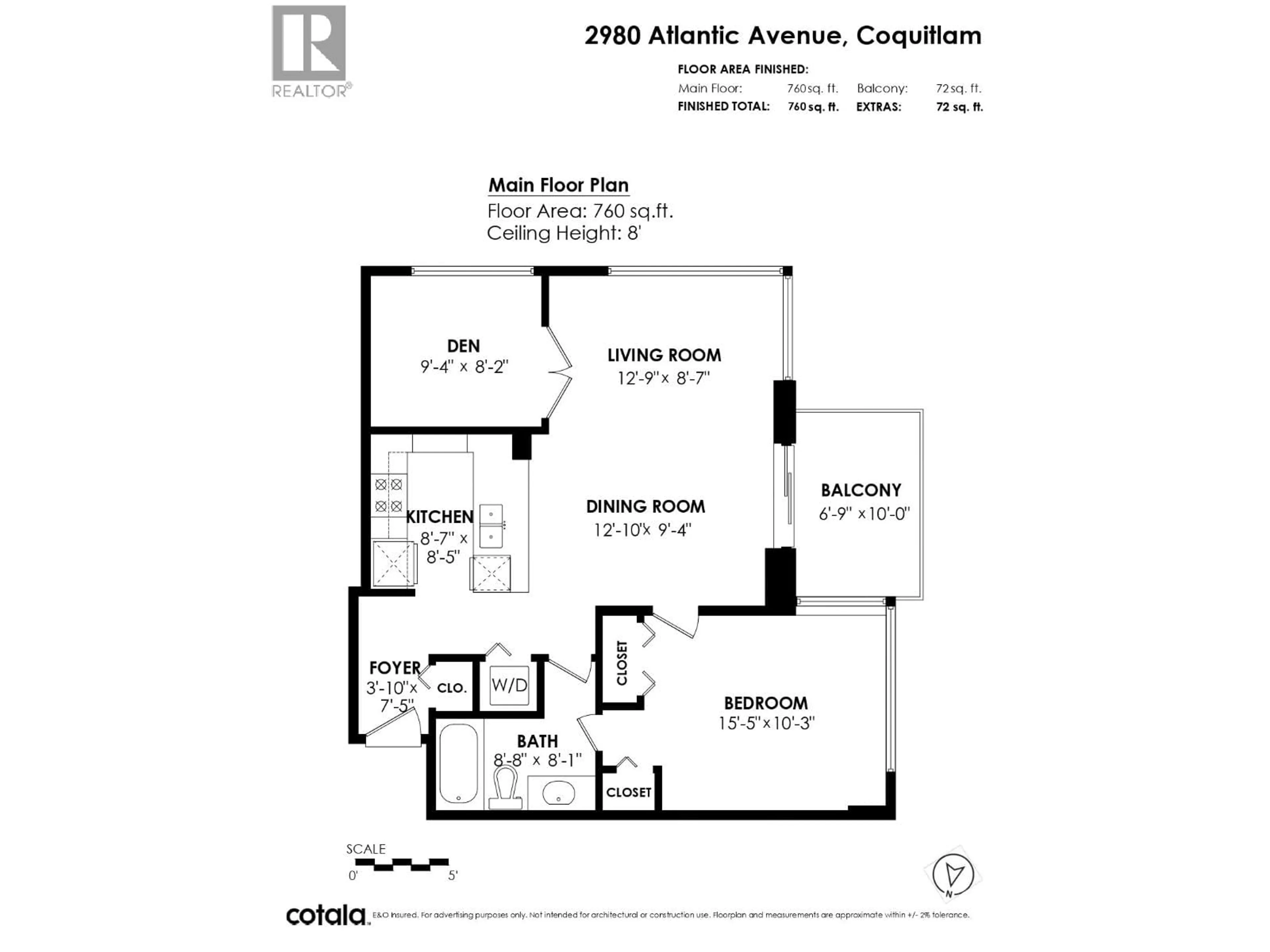 Floor plan for 2307 - 2980 ATLANTIC AVENUE, Coquitlam British Columbia V3B0G2