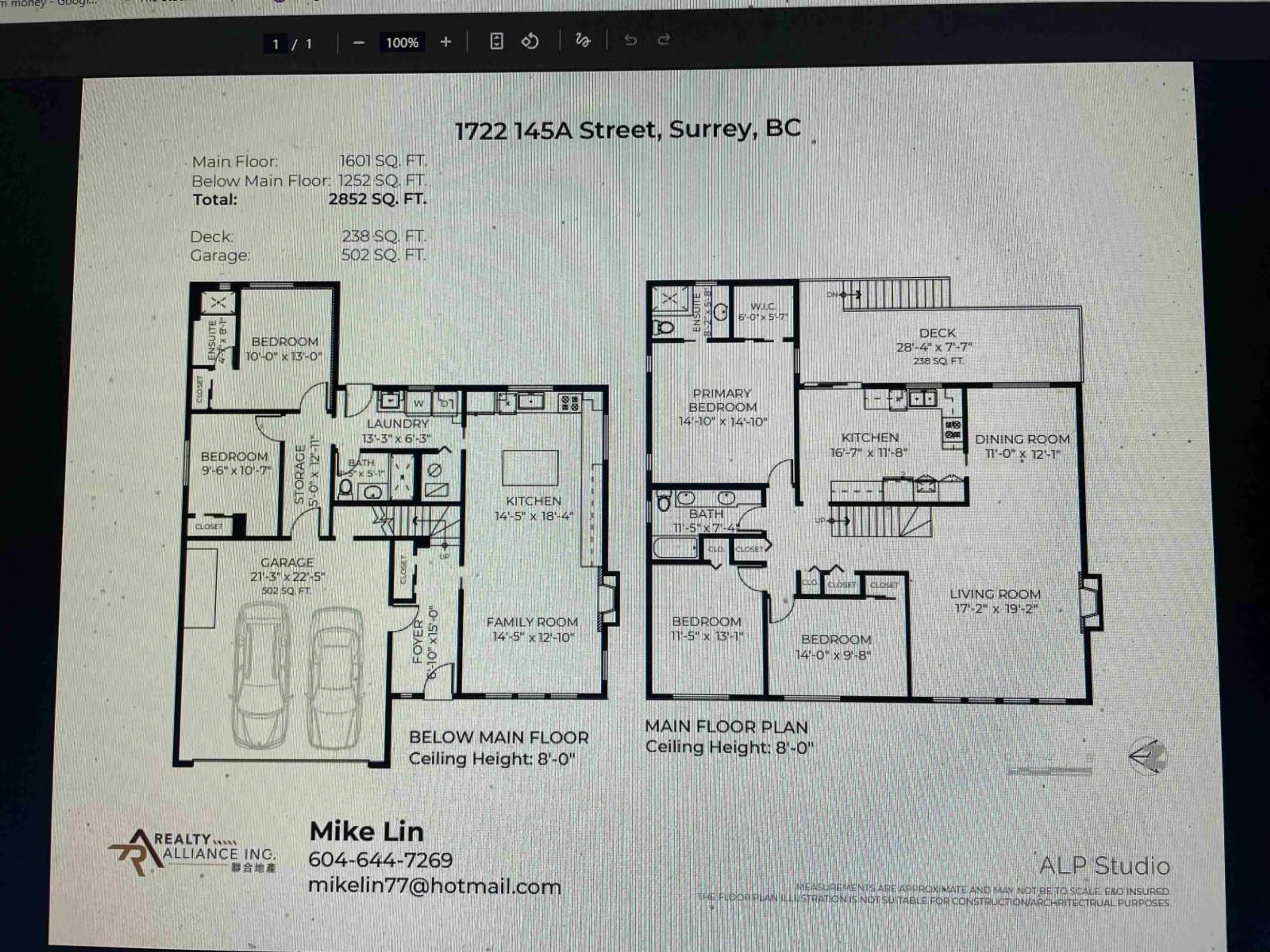 Floor plan for 1722 145A STREET, Surrey British Columbia V4A5T9
