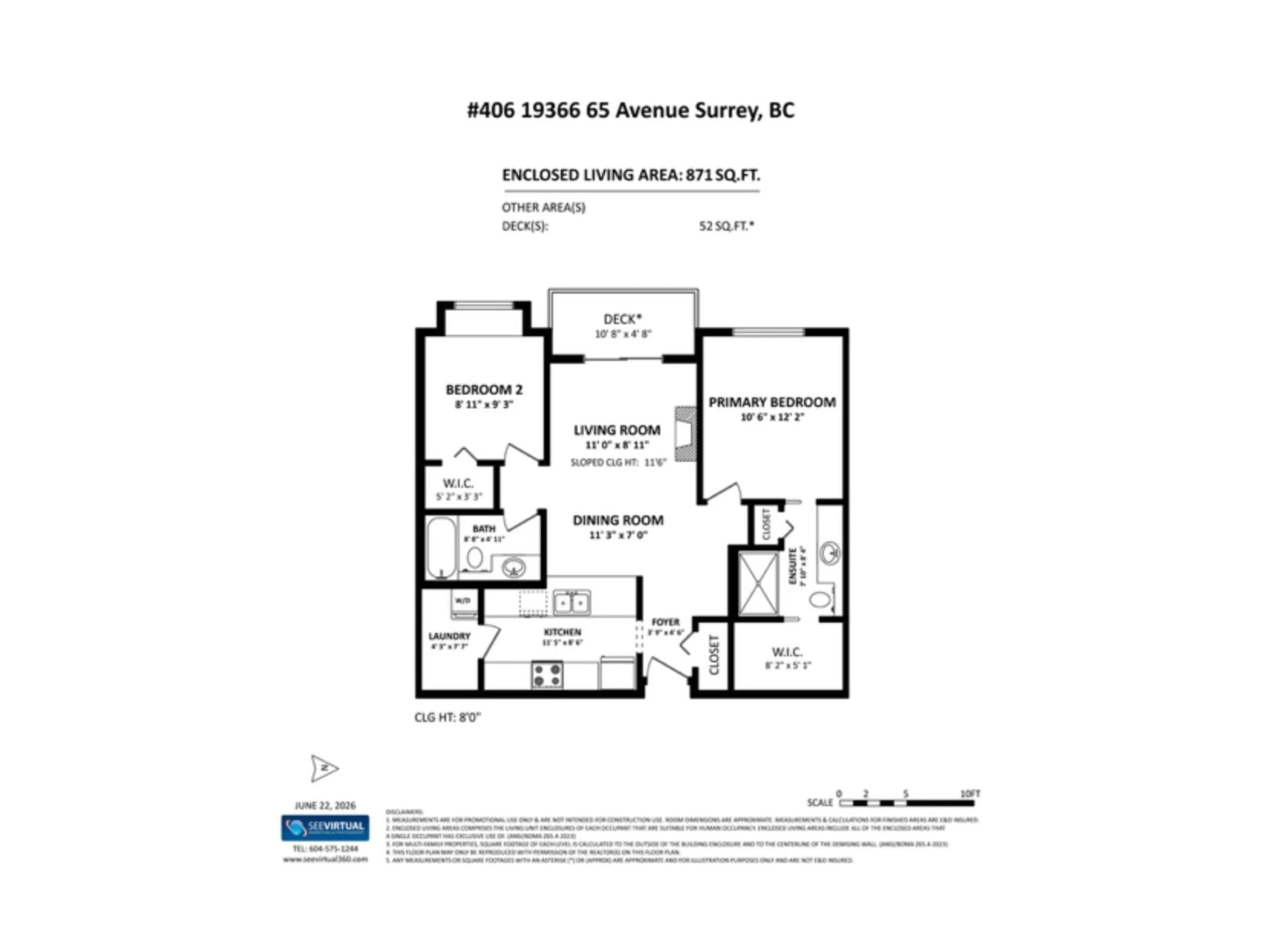 Floor plan for 406 - 19366 65 AVENUE, Surrey British Columbia V4N5S1