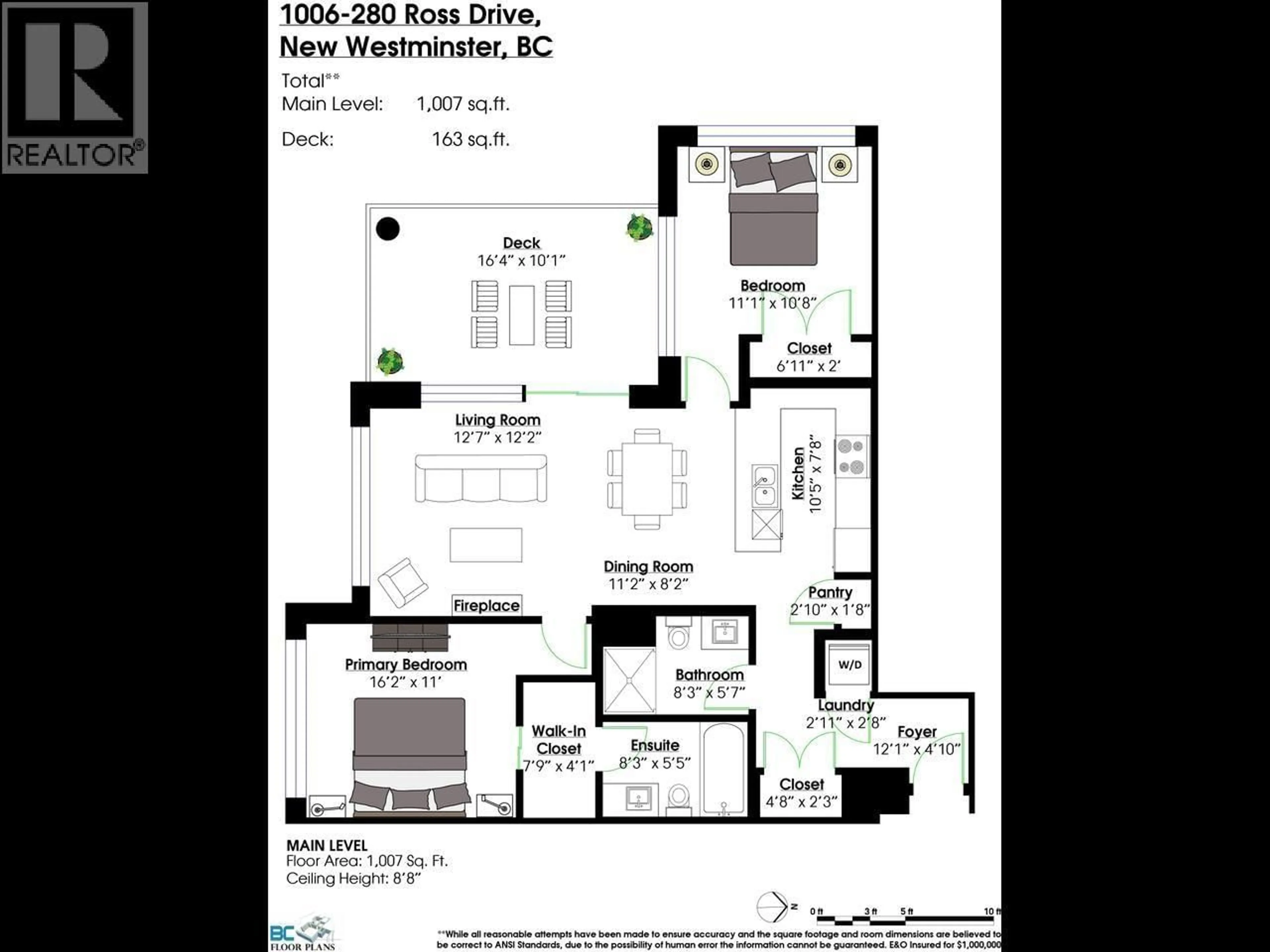 Floor plan for 1006 - 280 ROSS DRIVE, New Westminster British Columbia V3L0C2