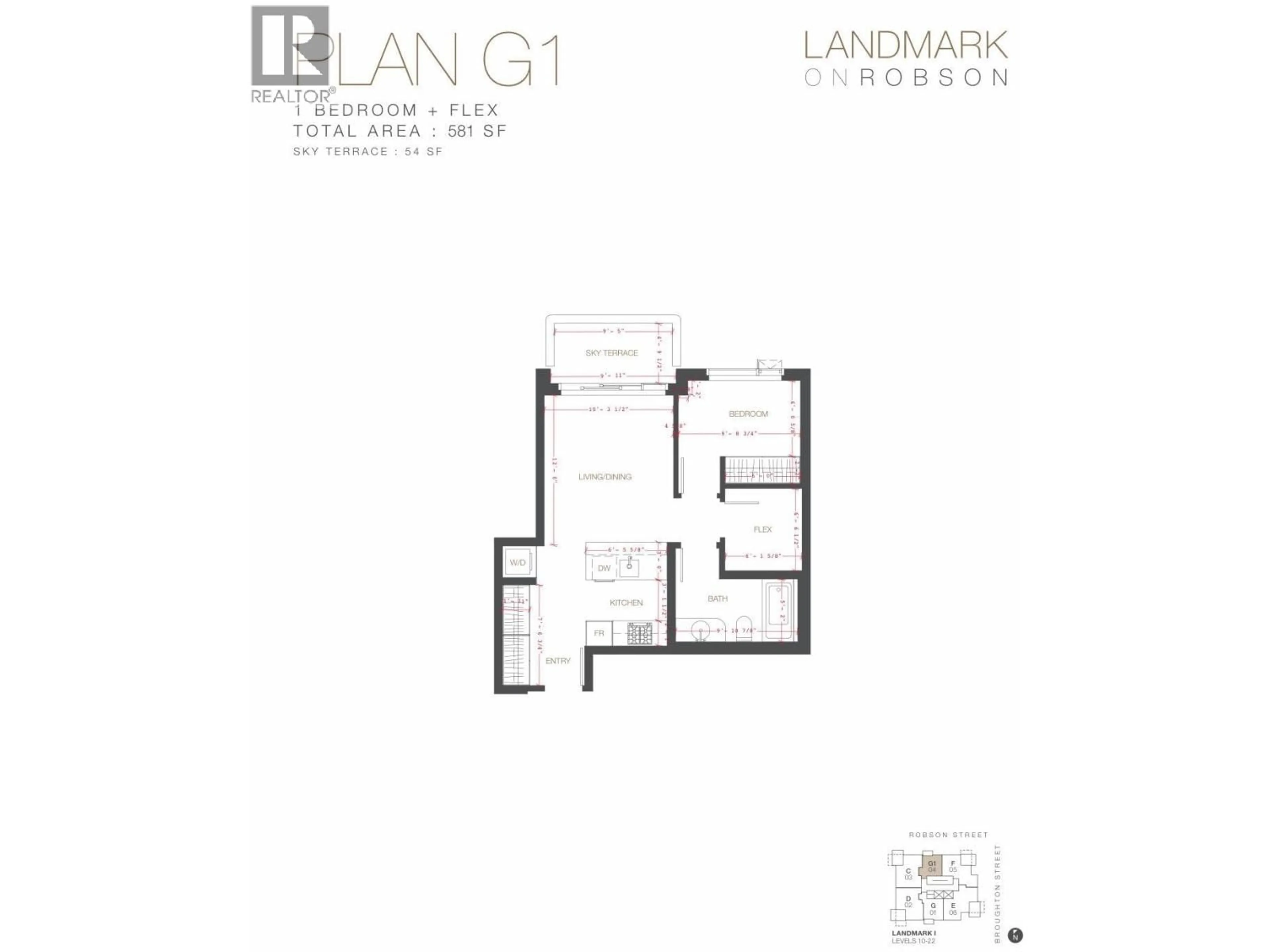 Floor plan for 1504 - 1408 ROBSON STREET, Vancouver British Columbia V6G0E6