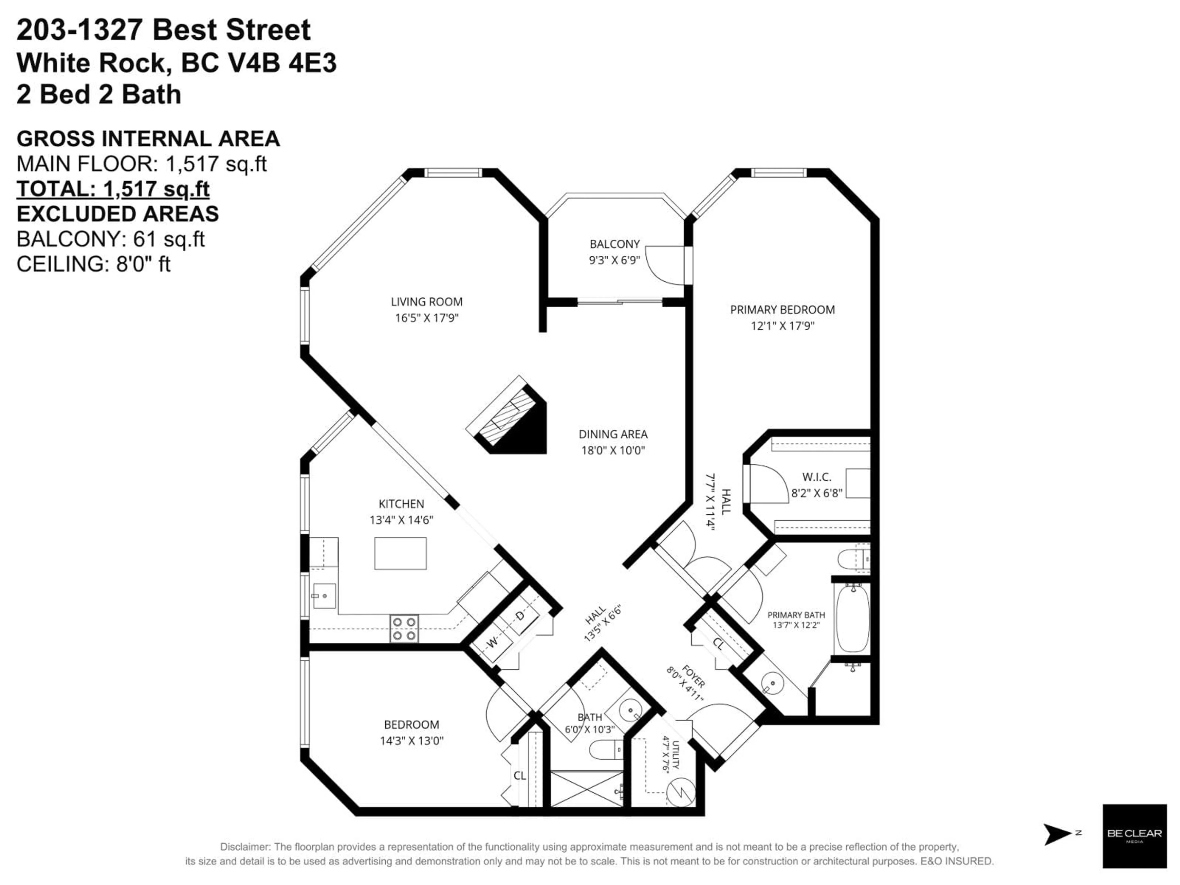 Floor plan for 203 - 1327 BEST STREET, White Rock British Columbia V4B4E3