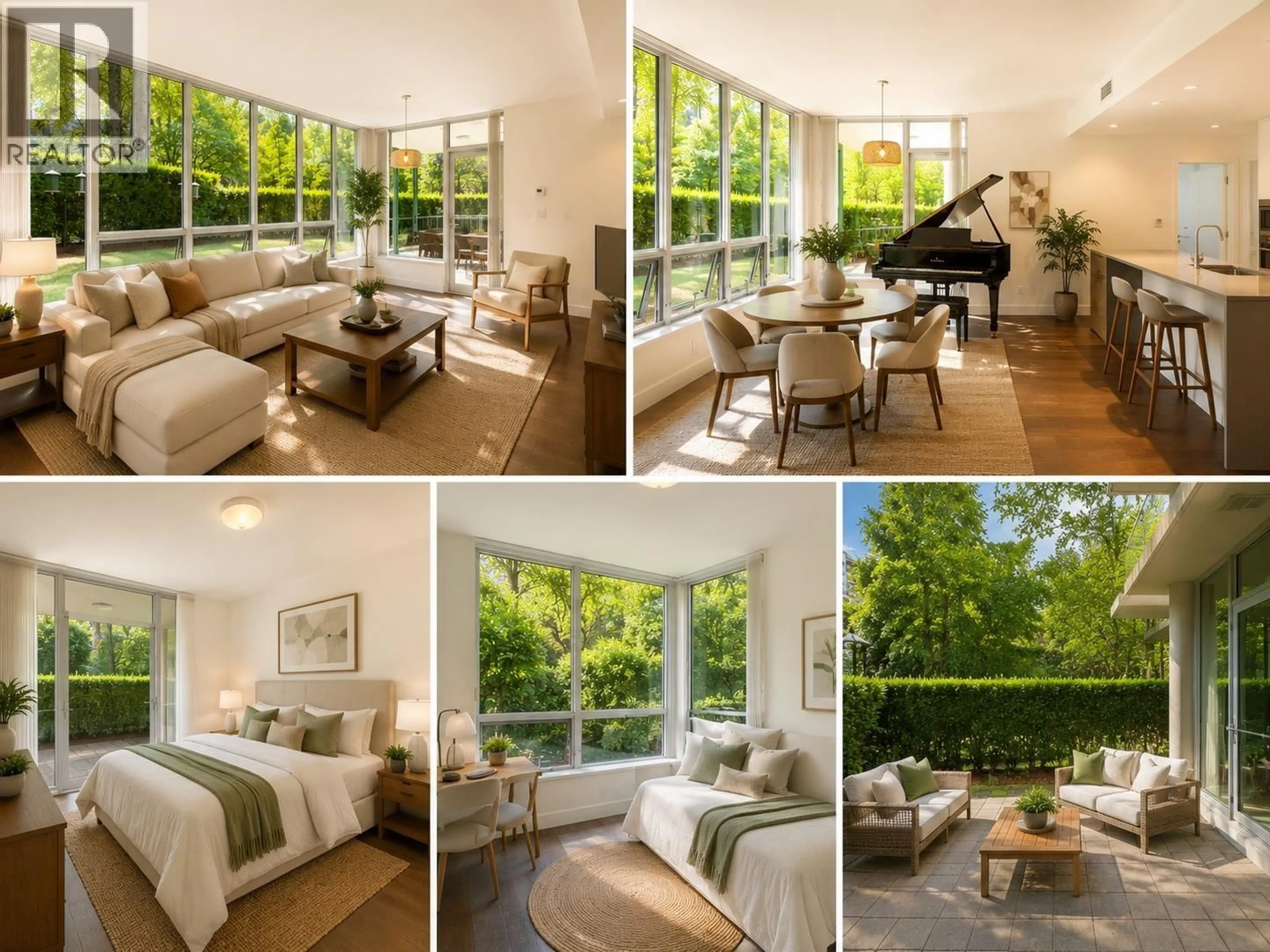 Living room with furniture, wood/laminate floor for 110 - 5728 BERTON AVENUE, Vancouver British Columbia V6S0E5