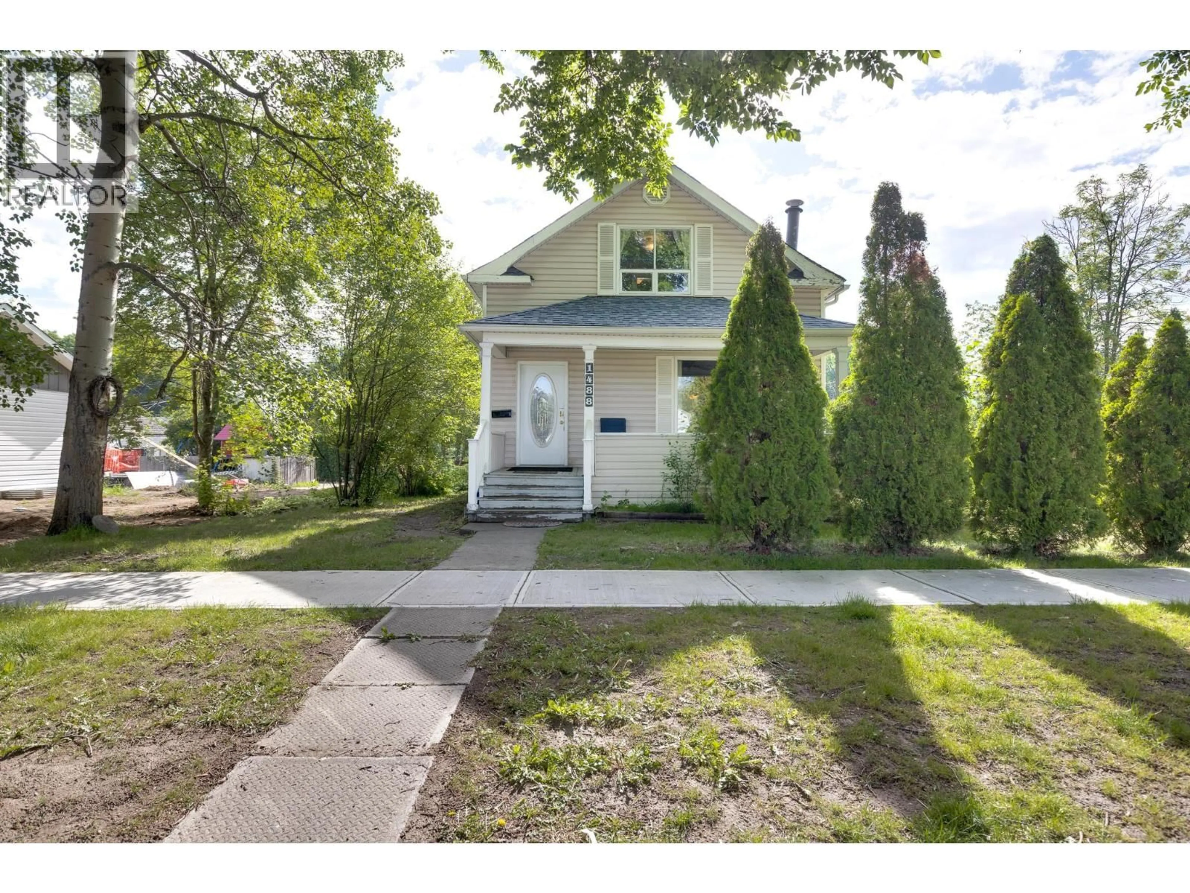 Home with vinyl exterior material, street for 1488 GORSE STREET, Prince George British Columbia V2L1G3