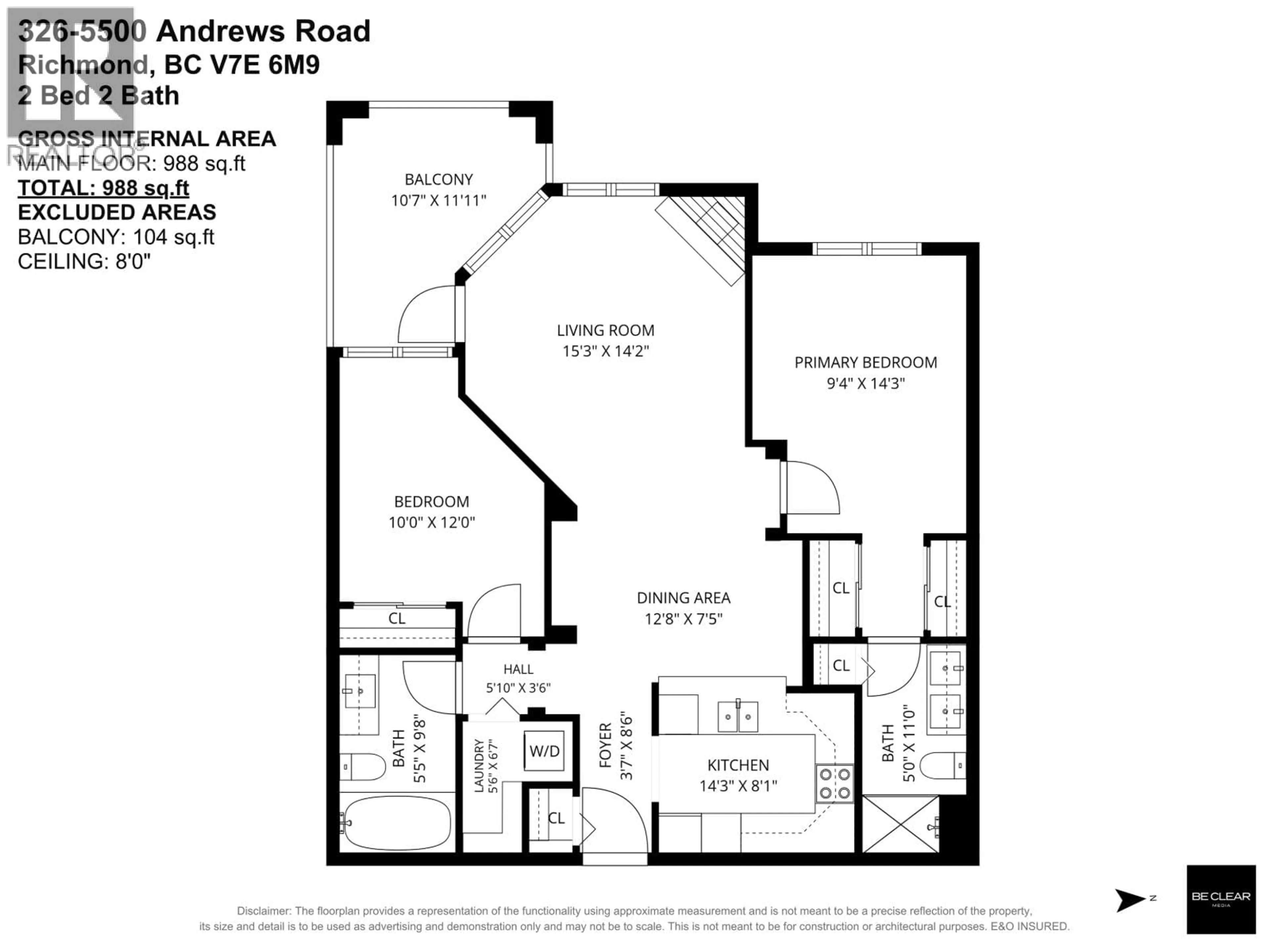 Floor plan for 326 - 5500 ANDREWS ROAD, Richmond British Columbia V7E6M9