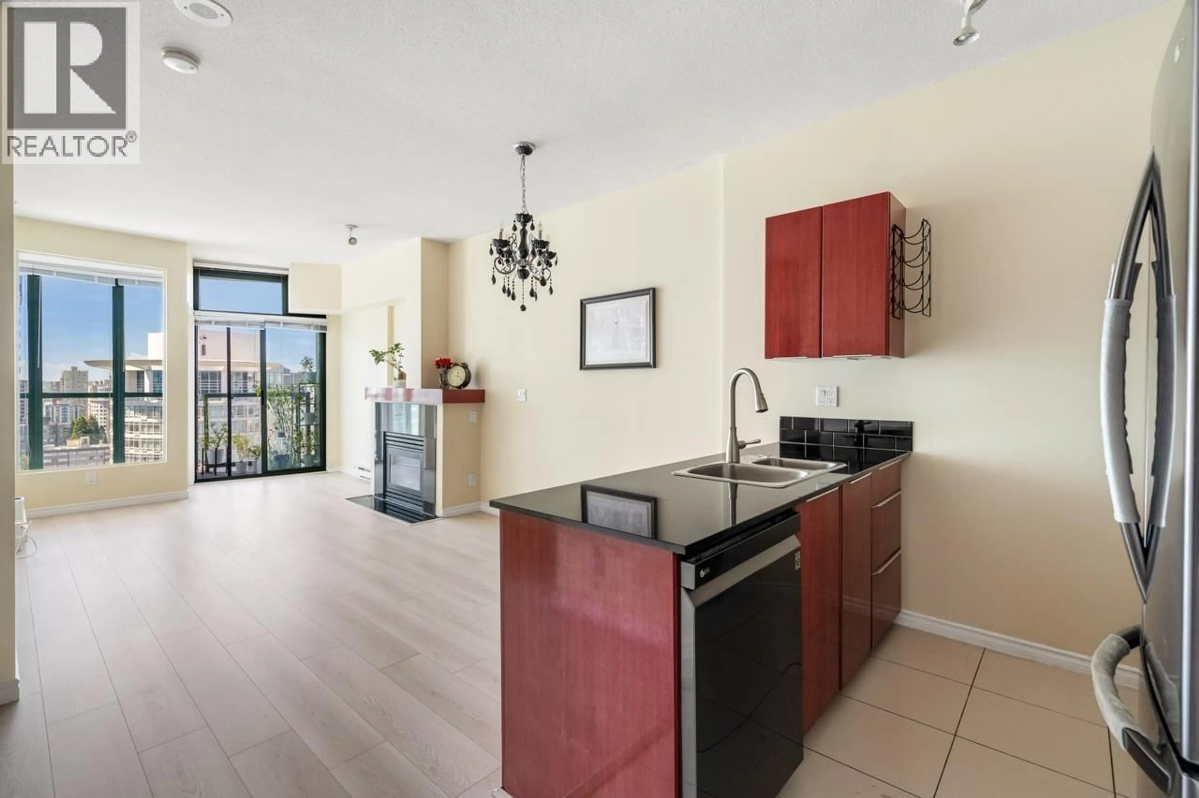 Open concept kitchen, ceramic/tile floor for 2603 - 1239 GEORGIA STREET, Vancouver British Columbia V6E3J5