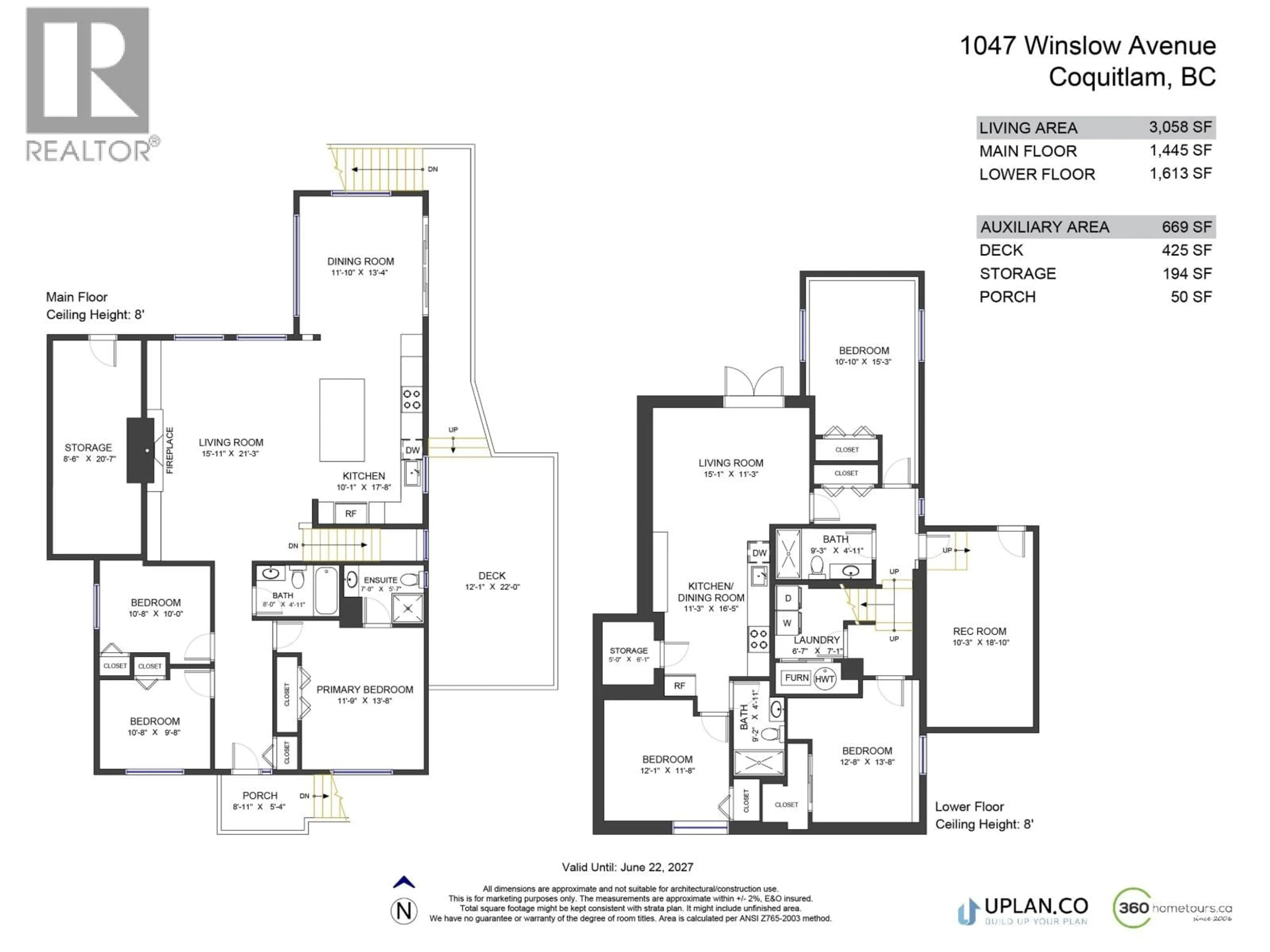 Floor plan for 1047 WINSLOW AVENUE, Coquitlam British Columbia V3J2G2