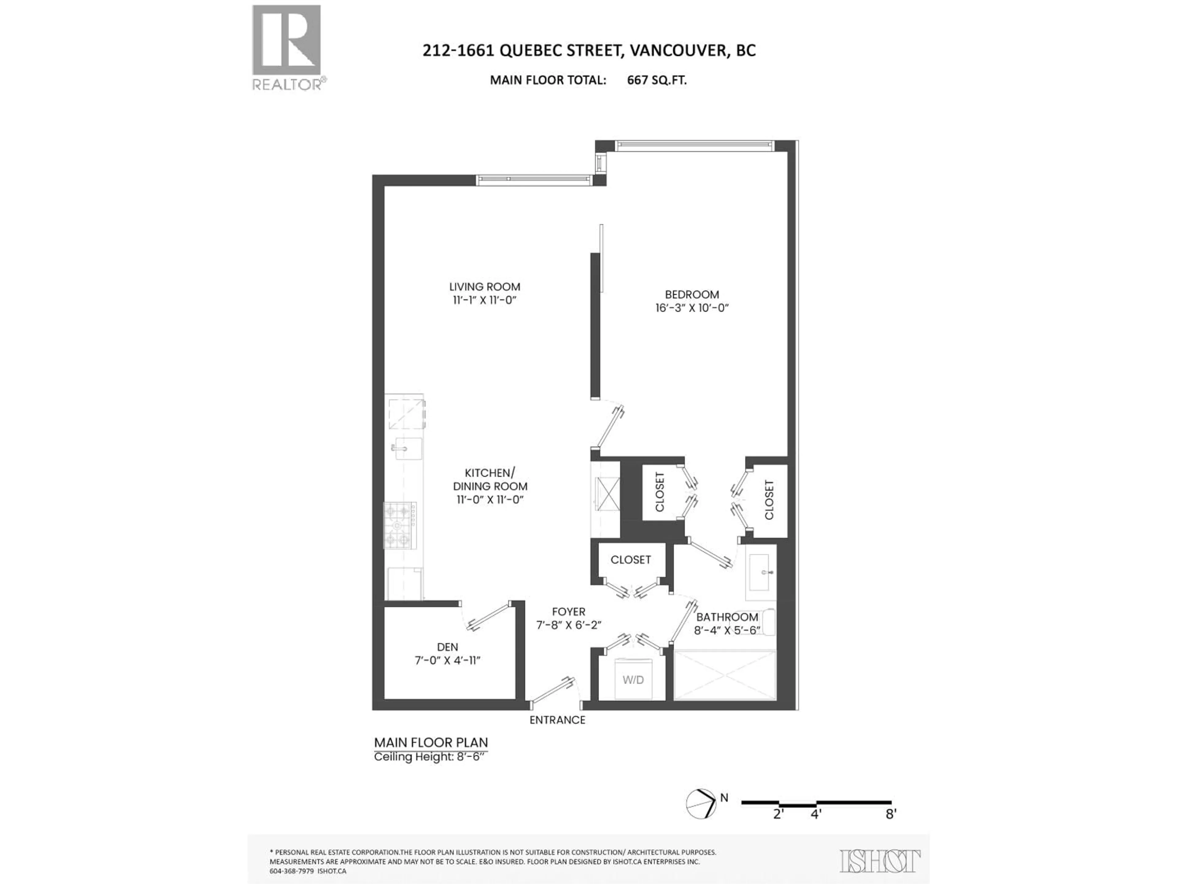 Floor plan for 212 - 1661 QUEBEC STREET, Vancouver British Columbia V6A0H2