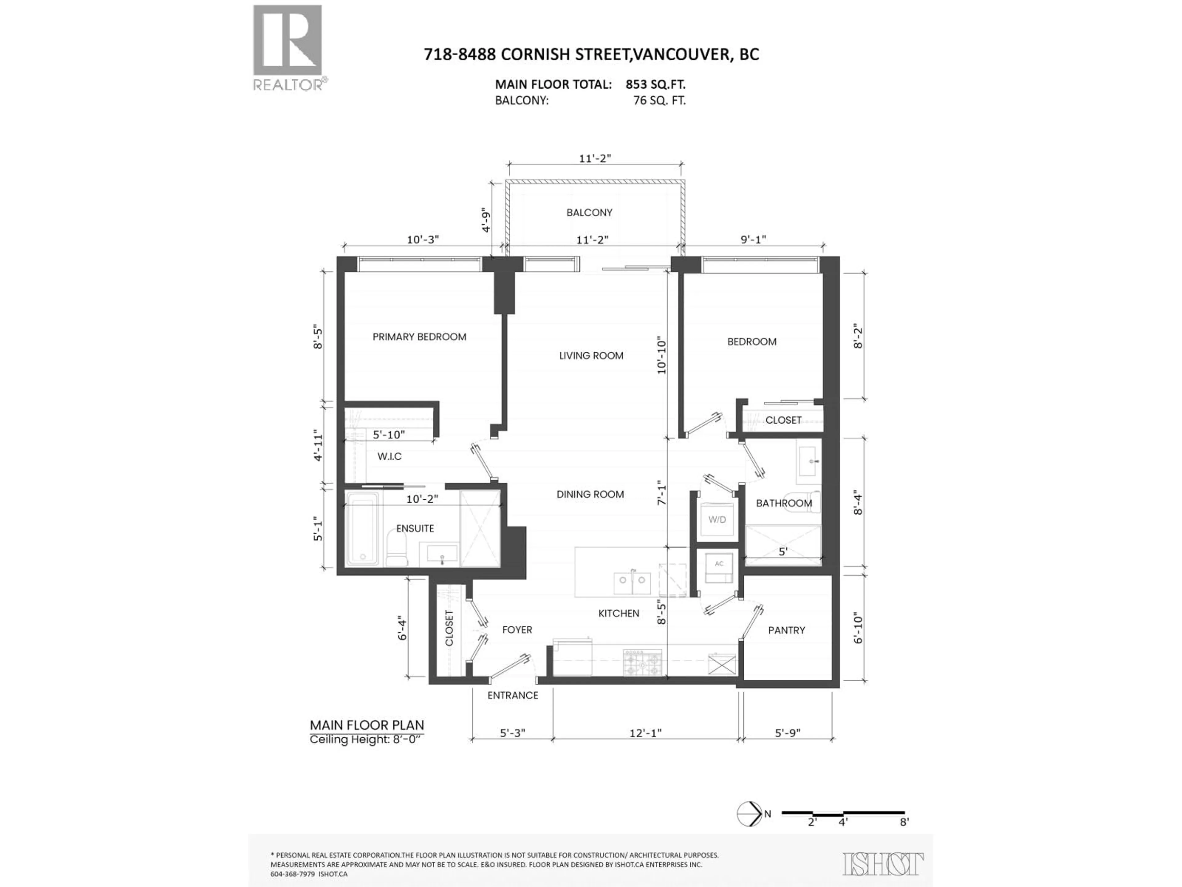 Floor plan for 718 - 8488 CORNISH STREET, Vancouver British Columbia V6P0C2