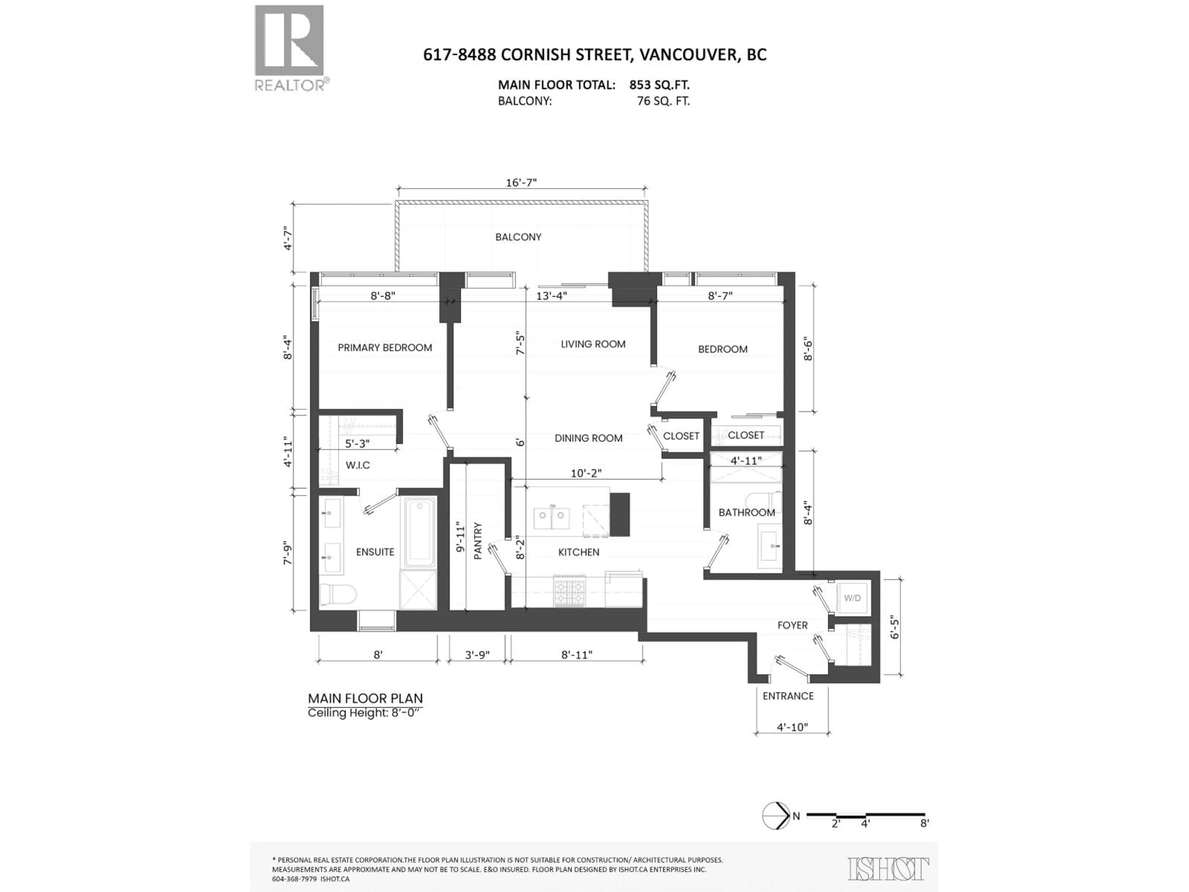 Floor plan for 617 - 8488 CORNISH STREET, Vancouver British Columbia V6P0C2