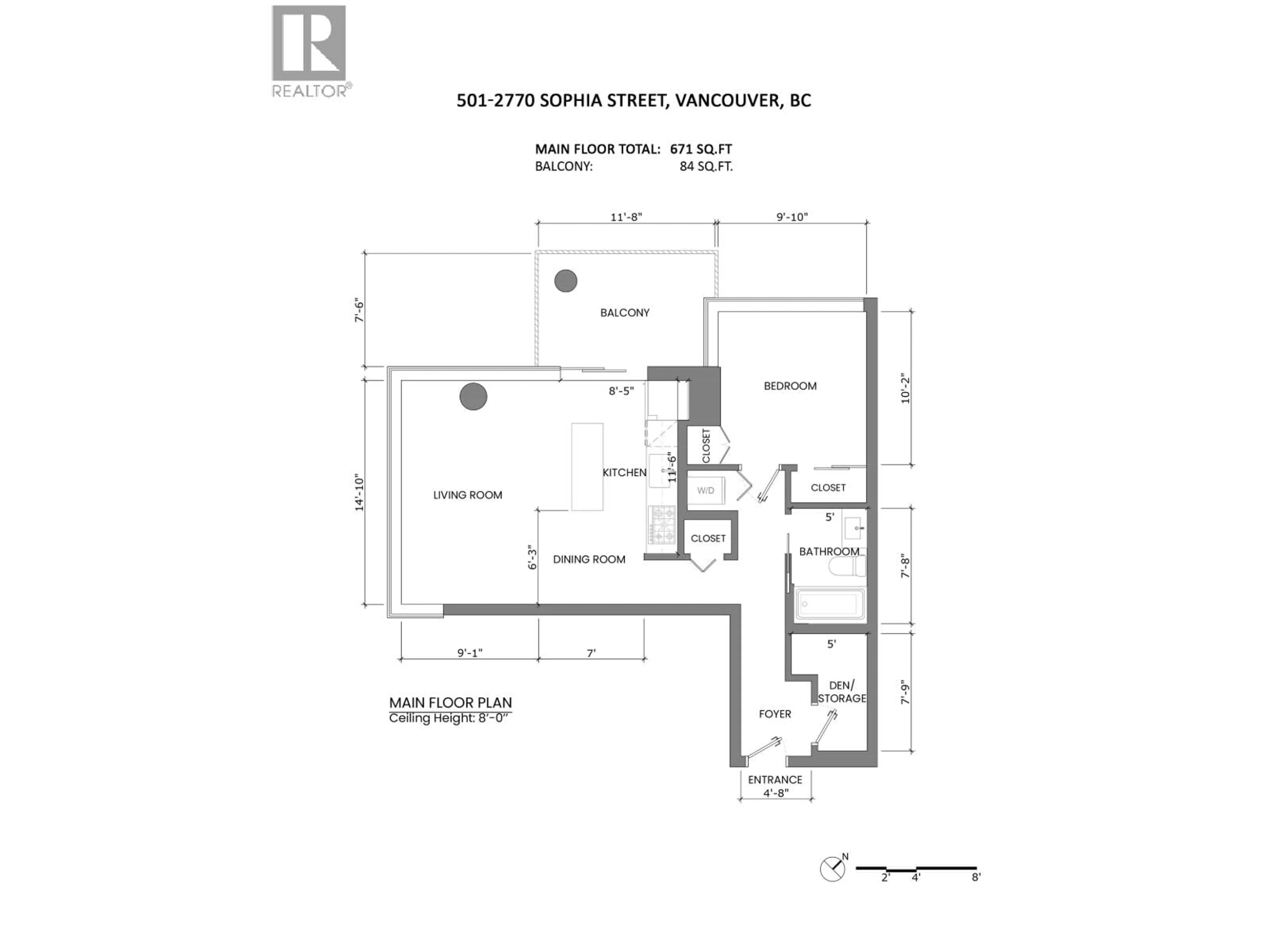 Floor plan for 501 - 2770 SOPHIA STREET, Vancouver British Columbia V5T0A4