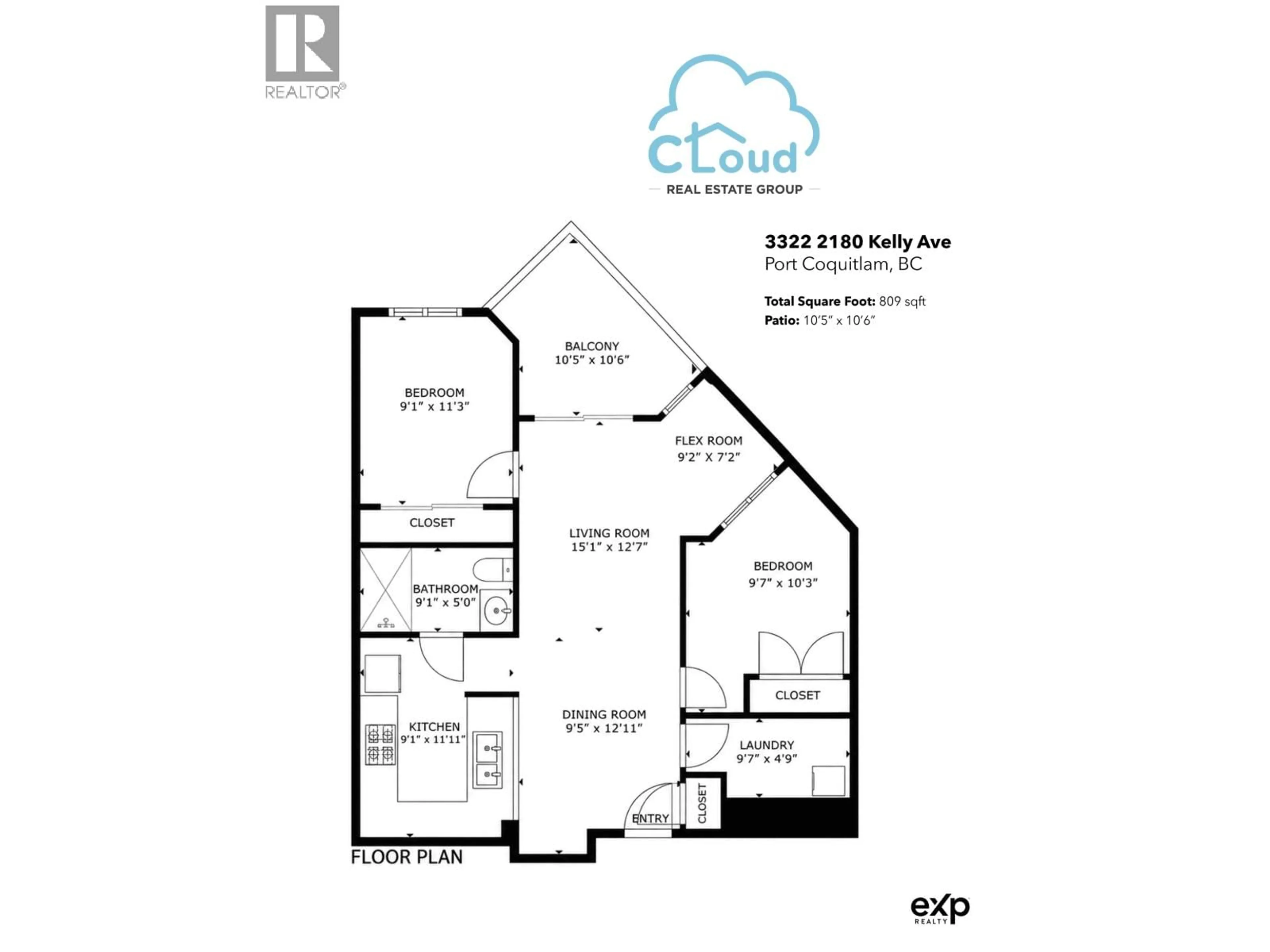 Floor plan for 3322 - 2180 KELLY AVENUE, Port Coquitlam British Columbia V3C0S4