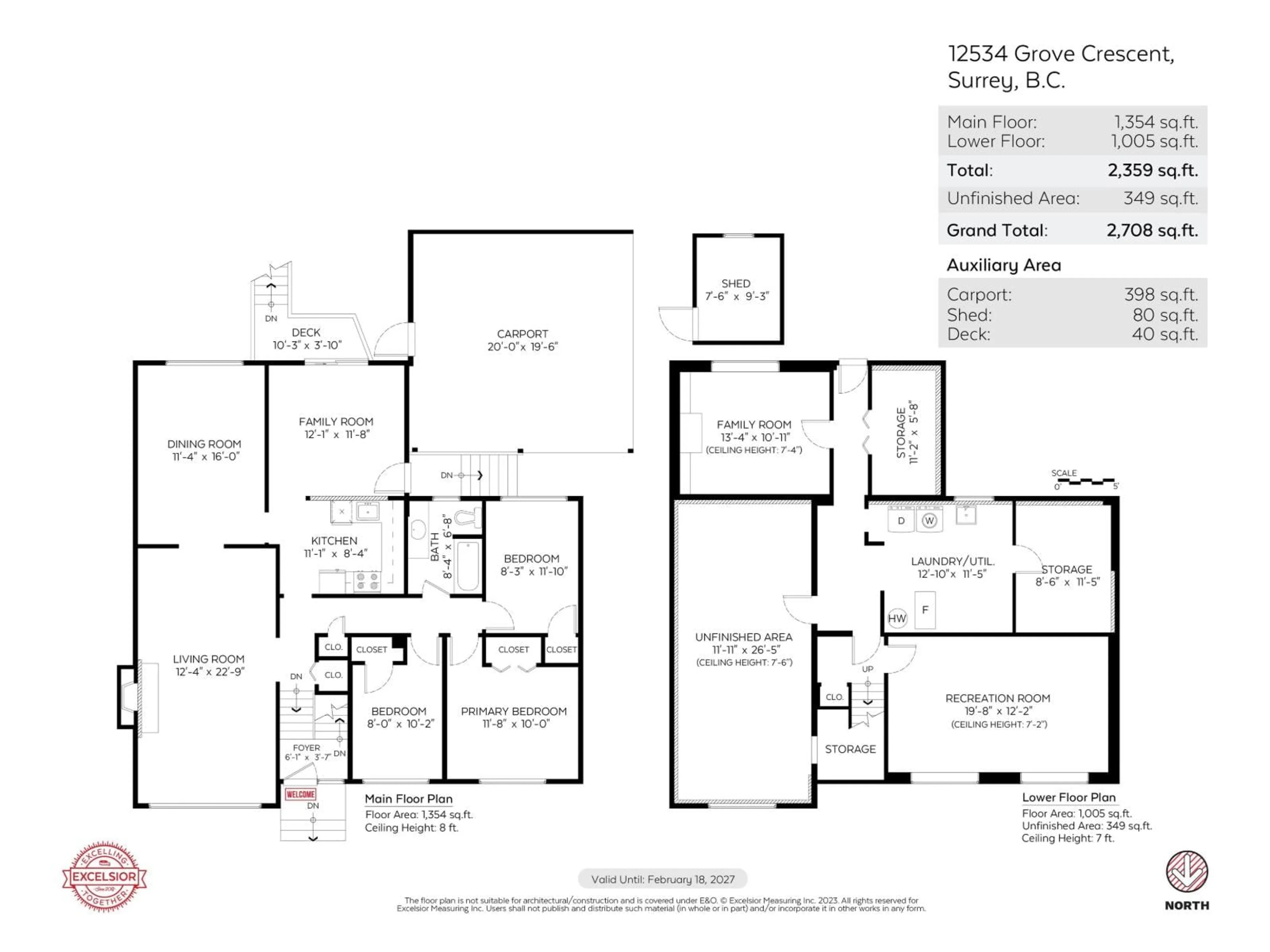Floor plan for 12534 GROVE CRESCENT, Surrey British Columbia V3V2L7