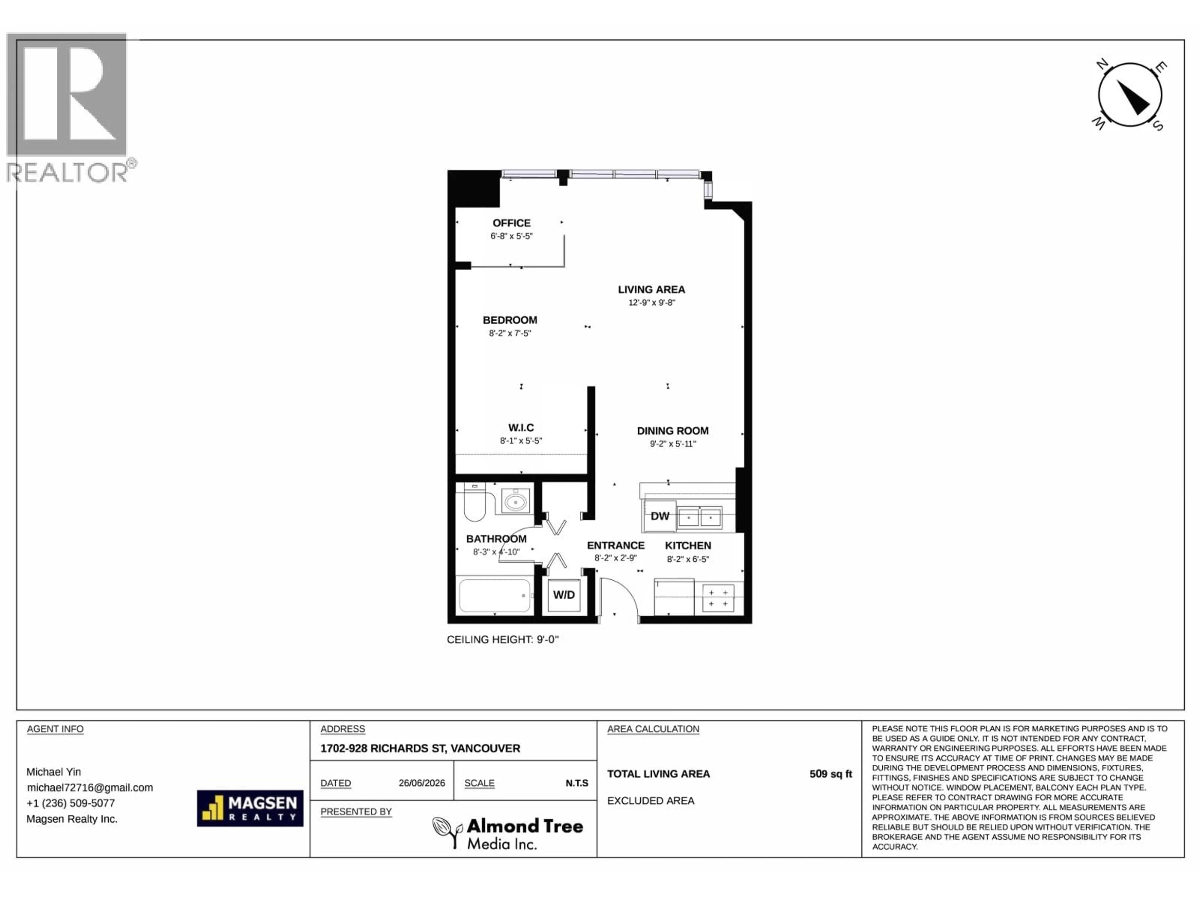 Floor plan for 1702 - 928 RICHARDS STREET, Vancouver British Columbia V6B6P6