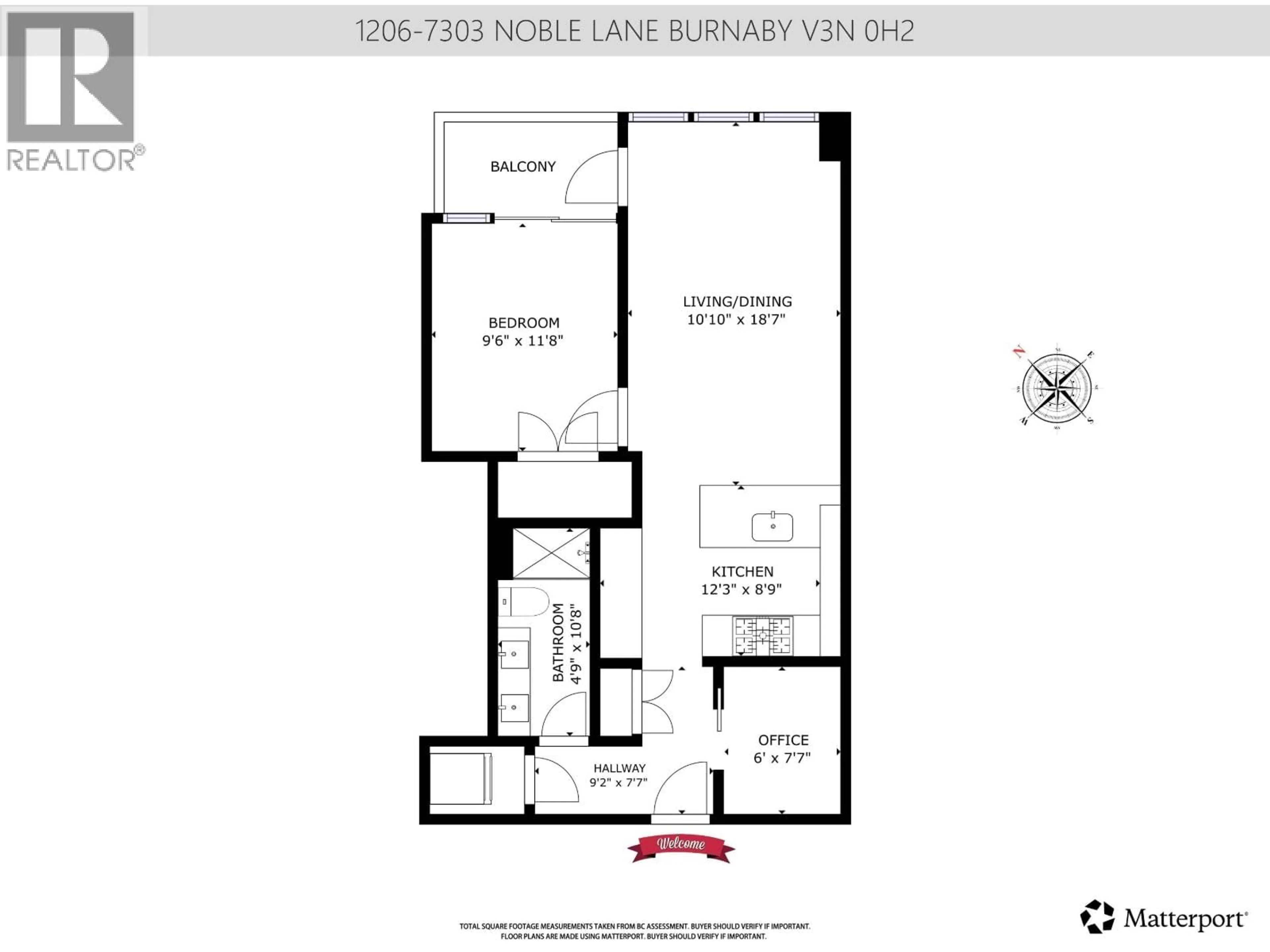 Floor plan for 1206 - 7303 NOBLE LANE, Burnaby British Columbia V3N0H2