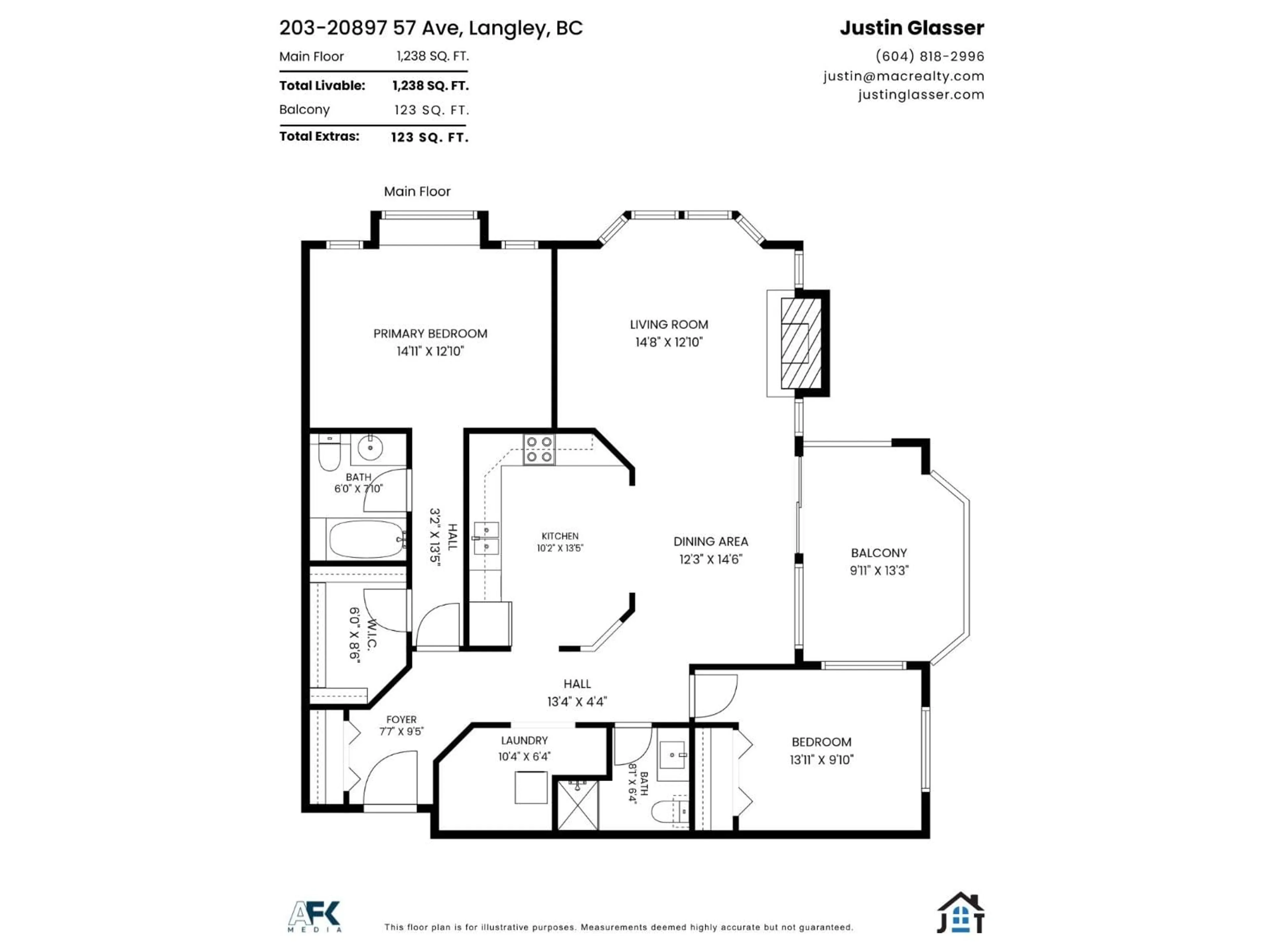 Floor plan for 203 - 20897 57 AVENUE, Langley British Columbia V3A8L5