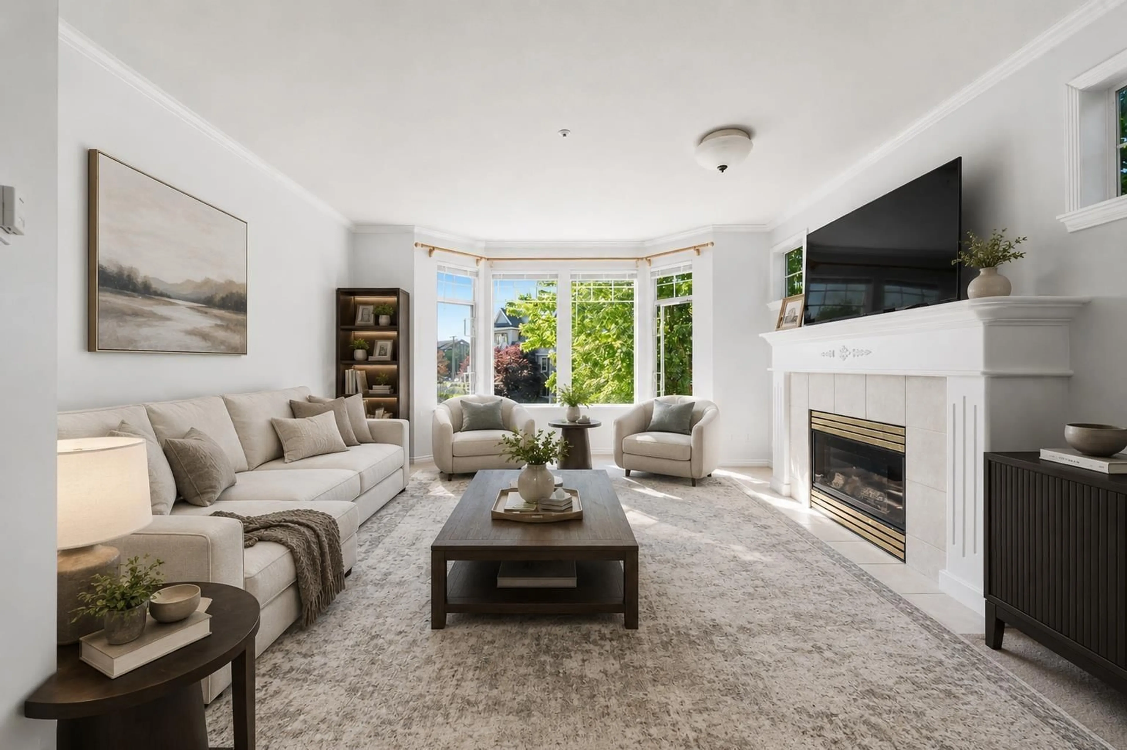 Living room with furniture, carpet floor for 203 - 20897 57 AVENUE, Langley British Columbia V3A8L5