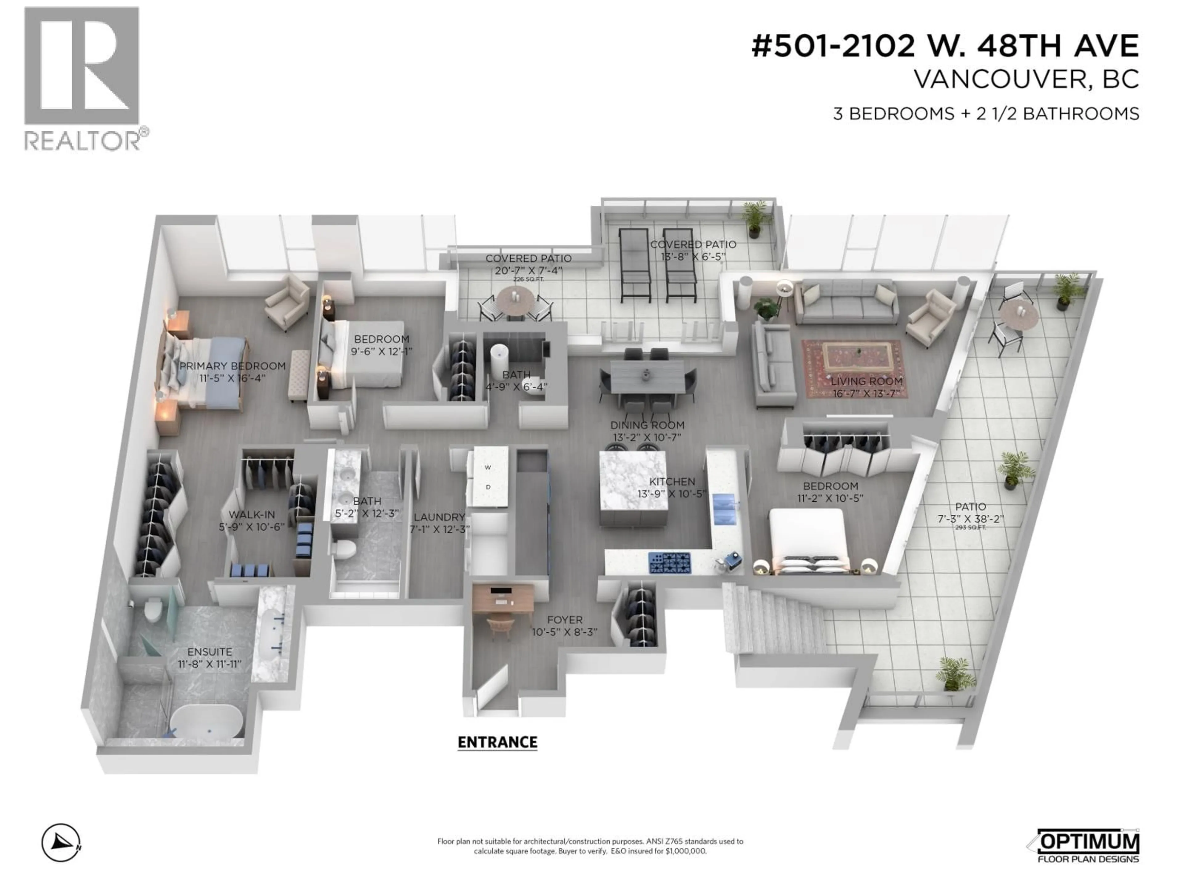 Floor plan for 501 - 2102 48TH AVENUE, Vancouver British Columbia V6M2P5