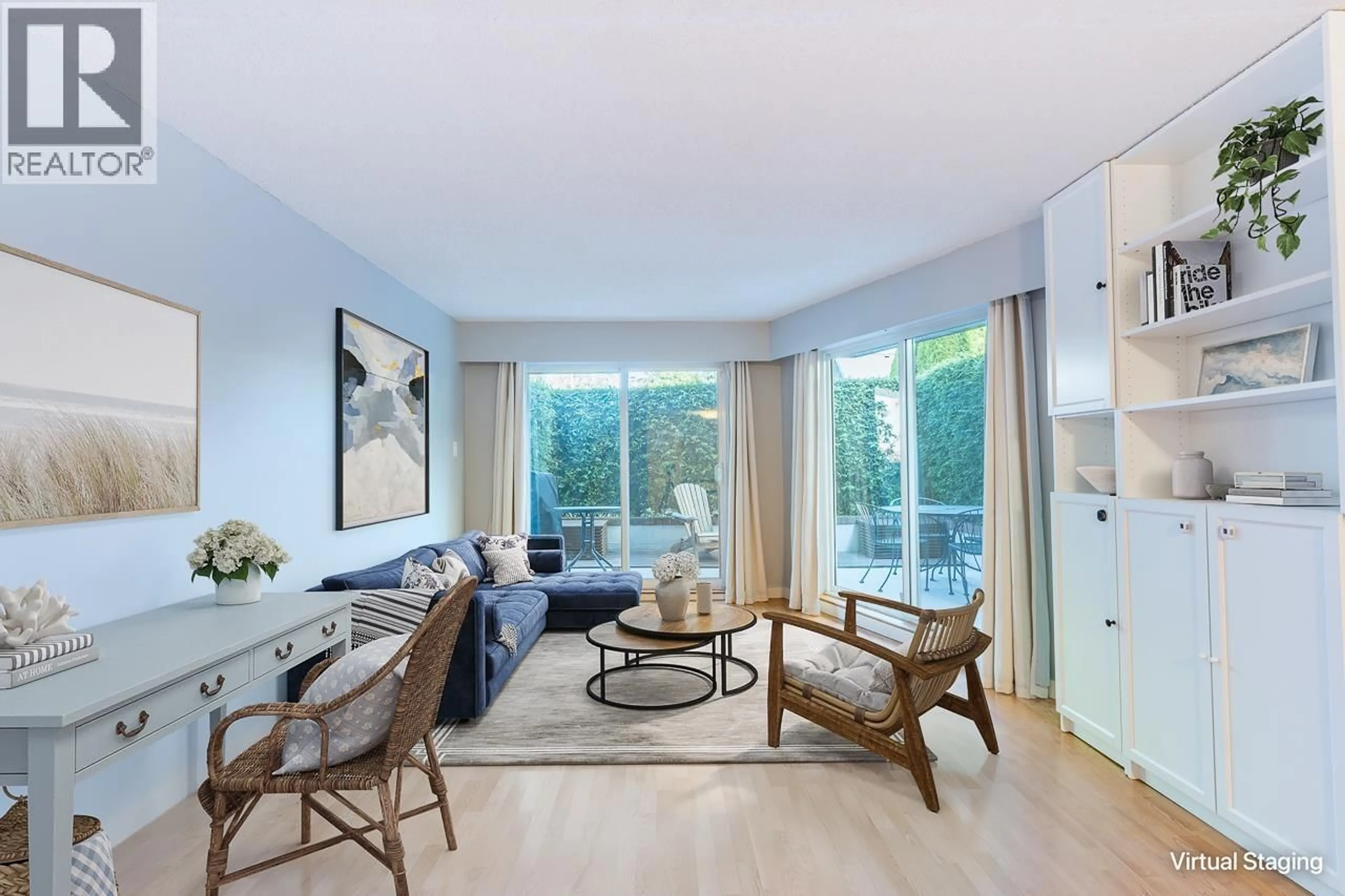 Living room with furniture, wood/laminate floor for 103 - 3353 HEATHER STREET, Vancouver British Columbia V5Z3K6