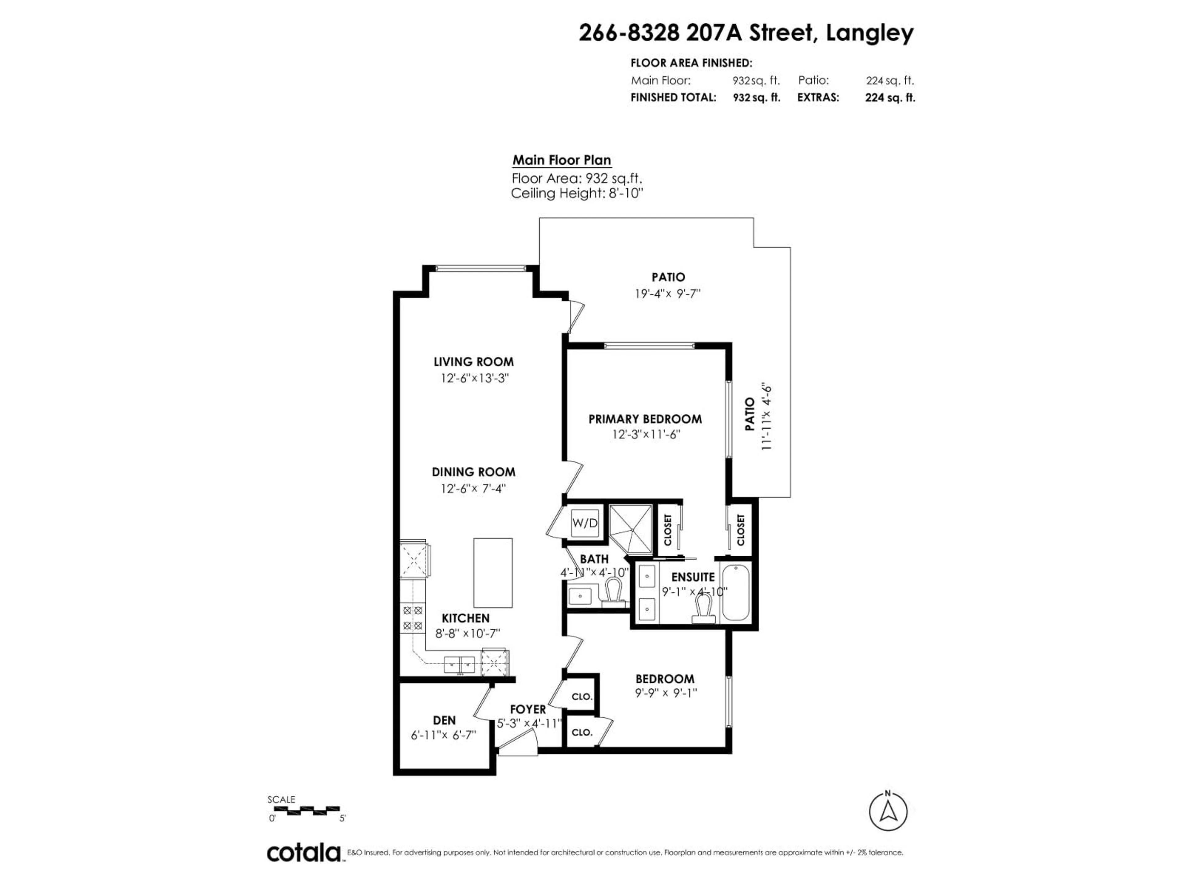 Floor plan for 266 - 8328 207A STREET, Langley British Columbia V2Y0K5