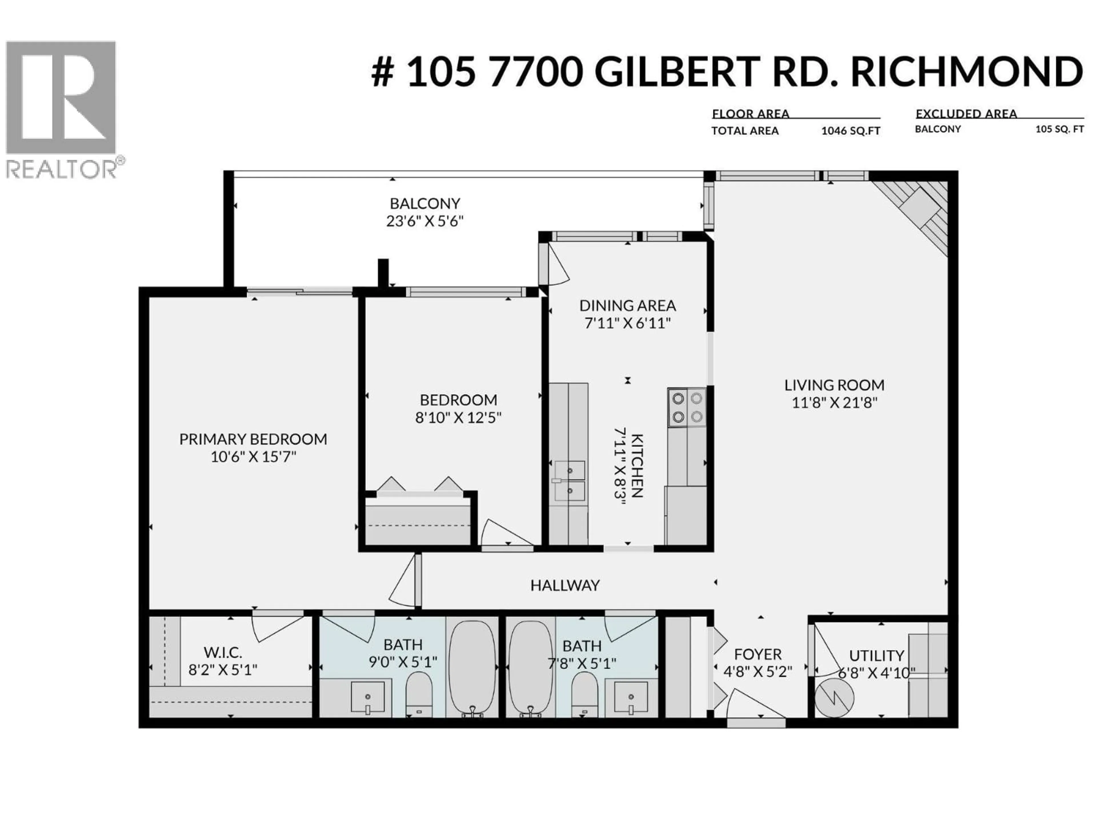Floor plan for 105 - 7700 GILBERT ROAD, Richmond British Columbia V7C3W2