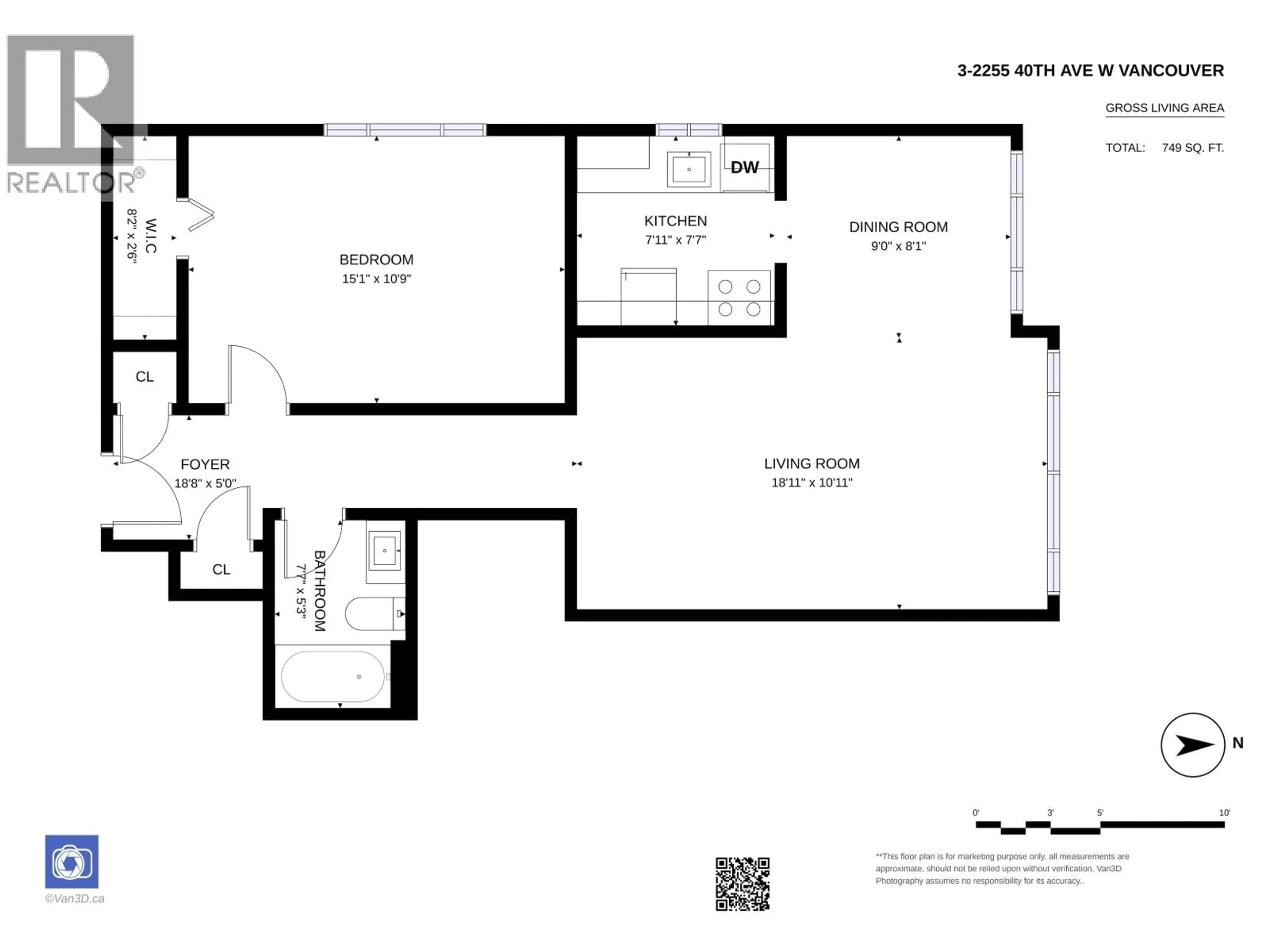Floor plan for 3 - 2255 40TH AVENUE, Vancouver British Columbia V6M1W7