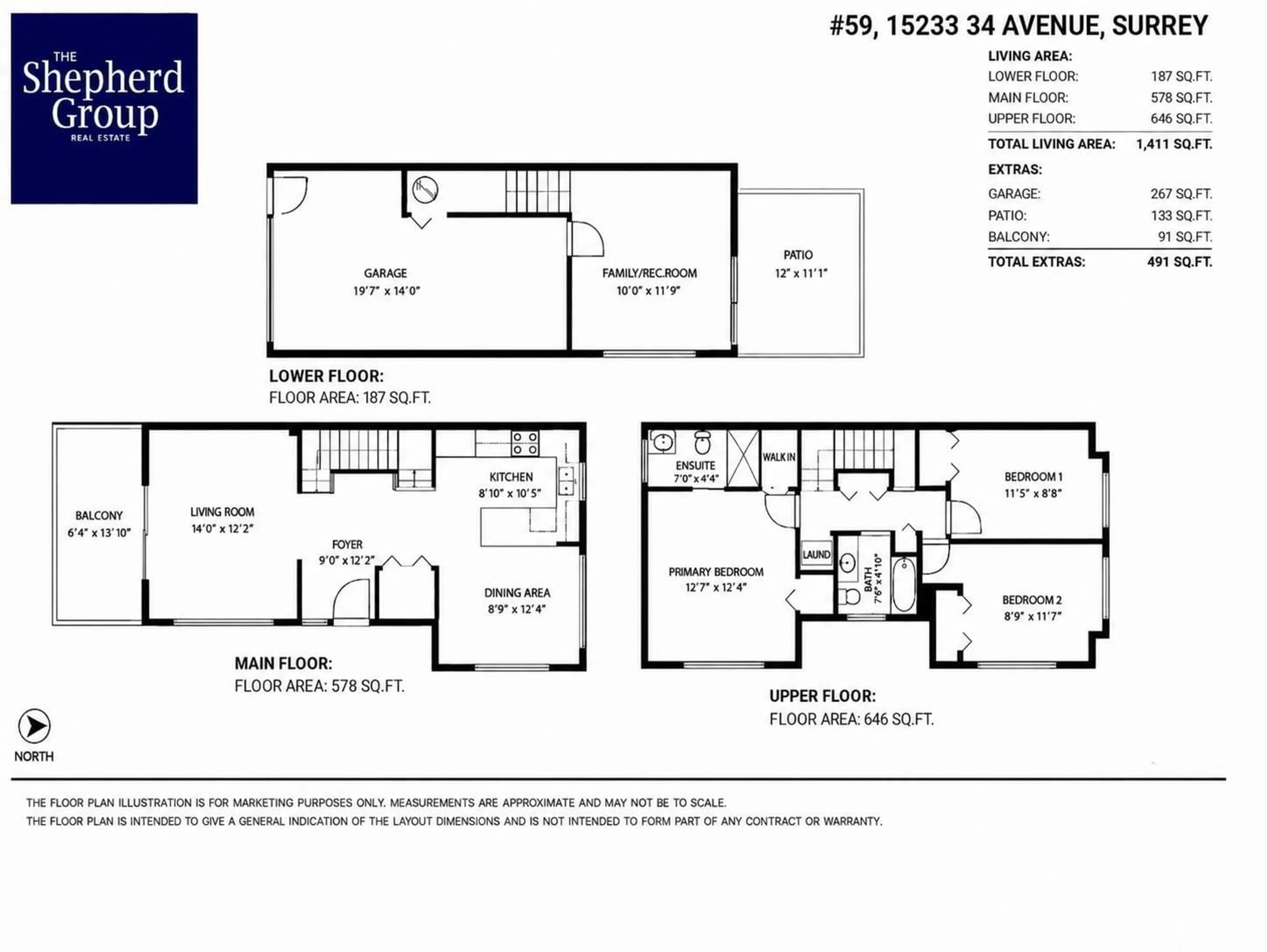 Floor plan for 59 - 15233 34 AVENUE, Surrey British Columbia V3Z2T7