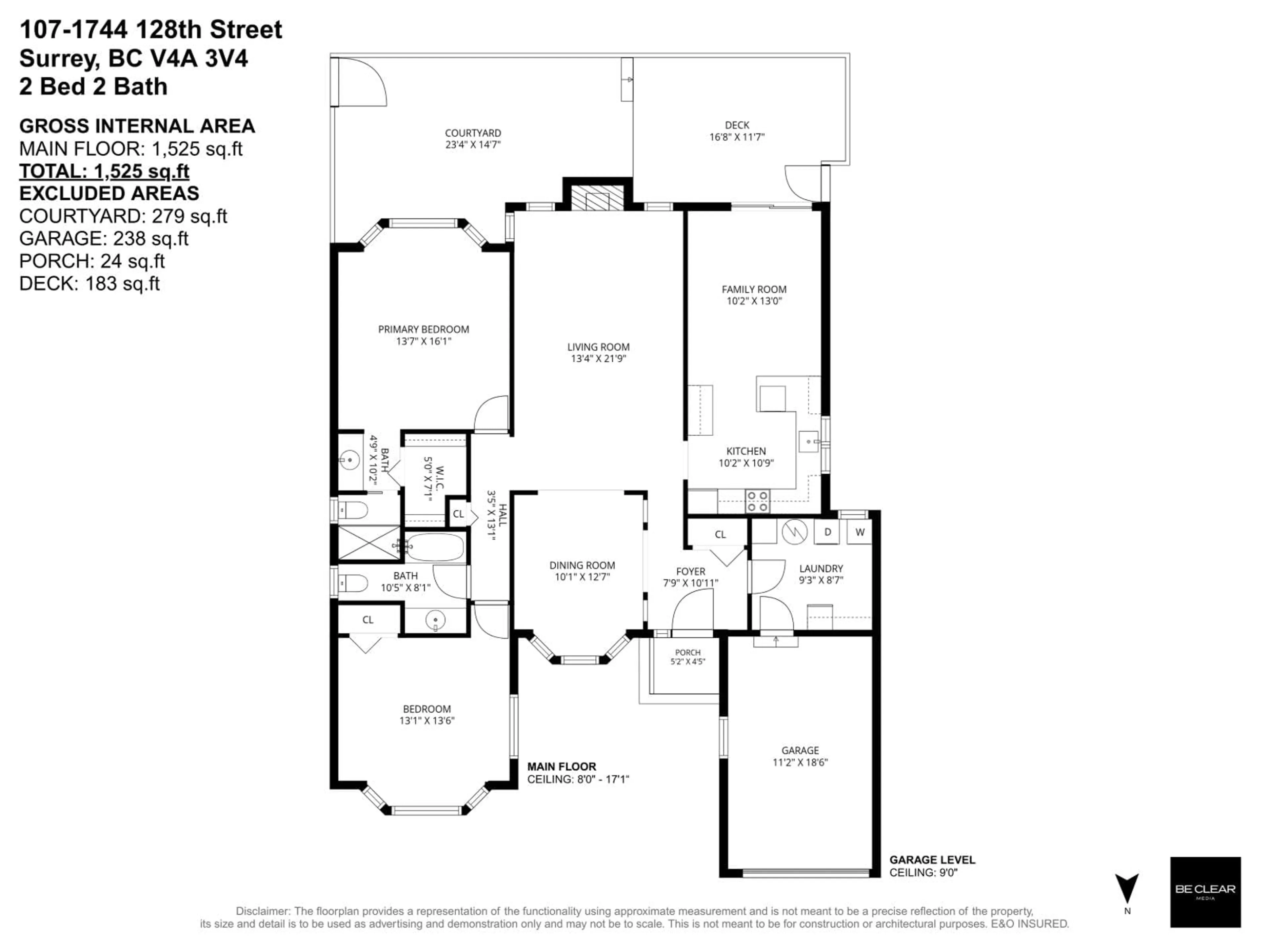 Floor plan for 107 - 1744 128 STREET, Surrey British Columbia V4A3V4