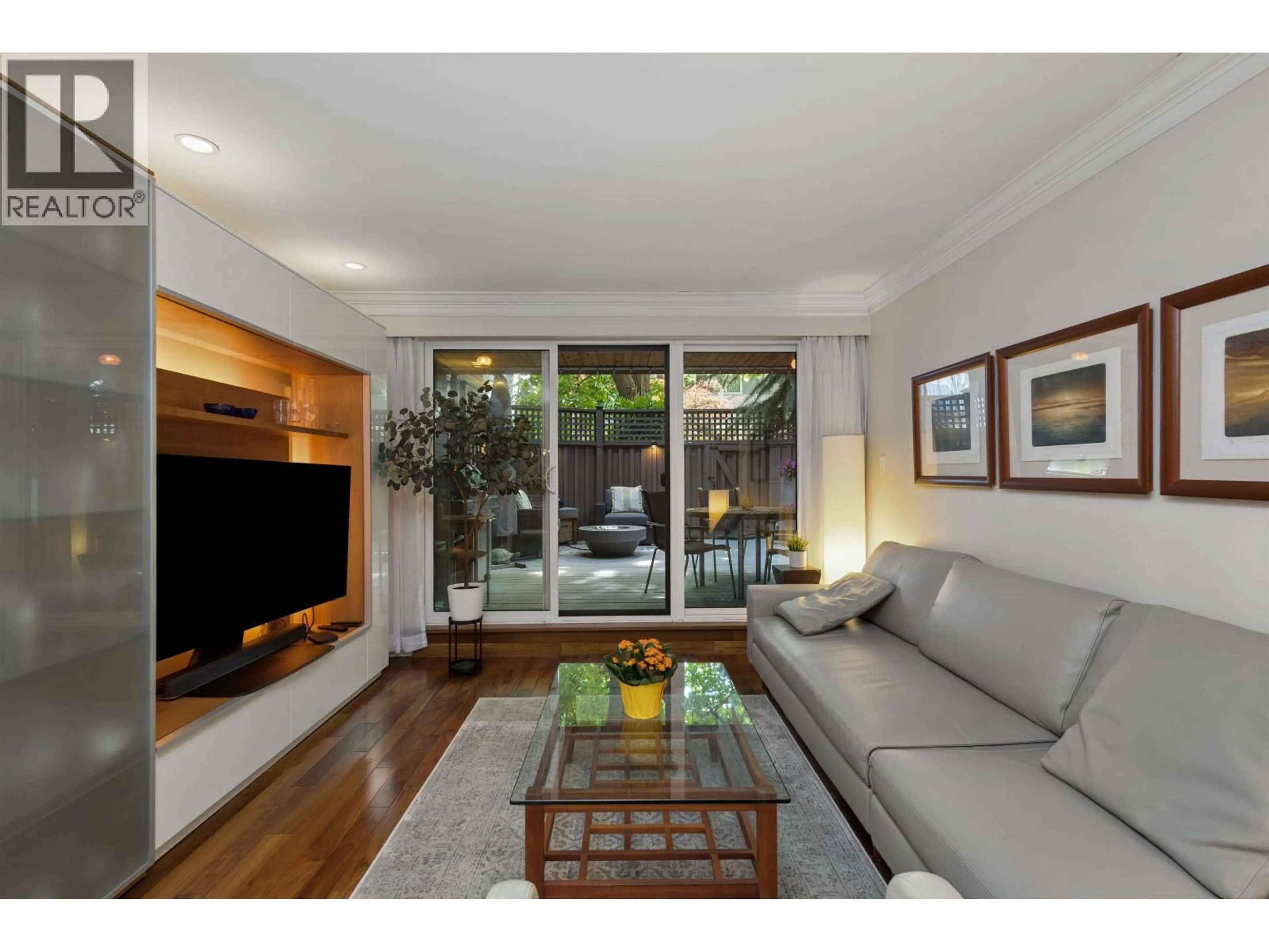 Living room with furniture, wood/laminate floor for 104 - 1855 NELSON STREET, Vancouver British Columbia V6G1M9