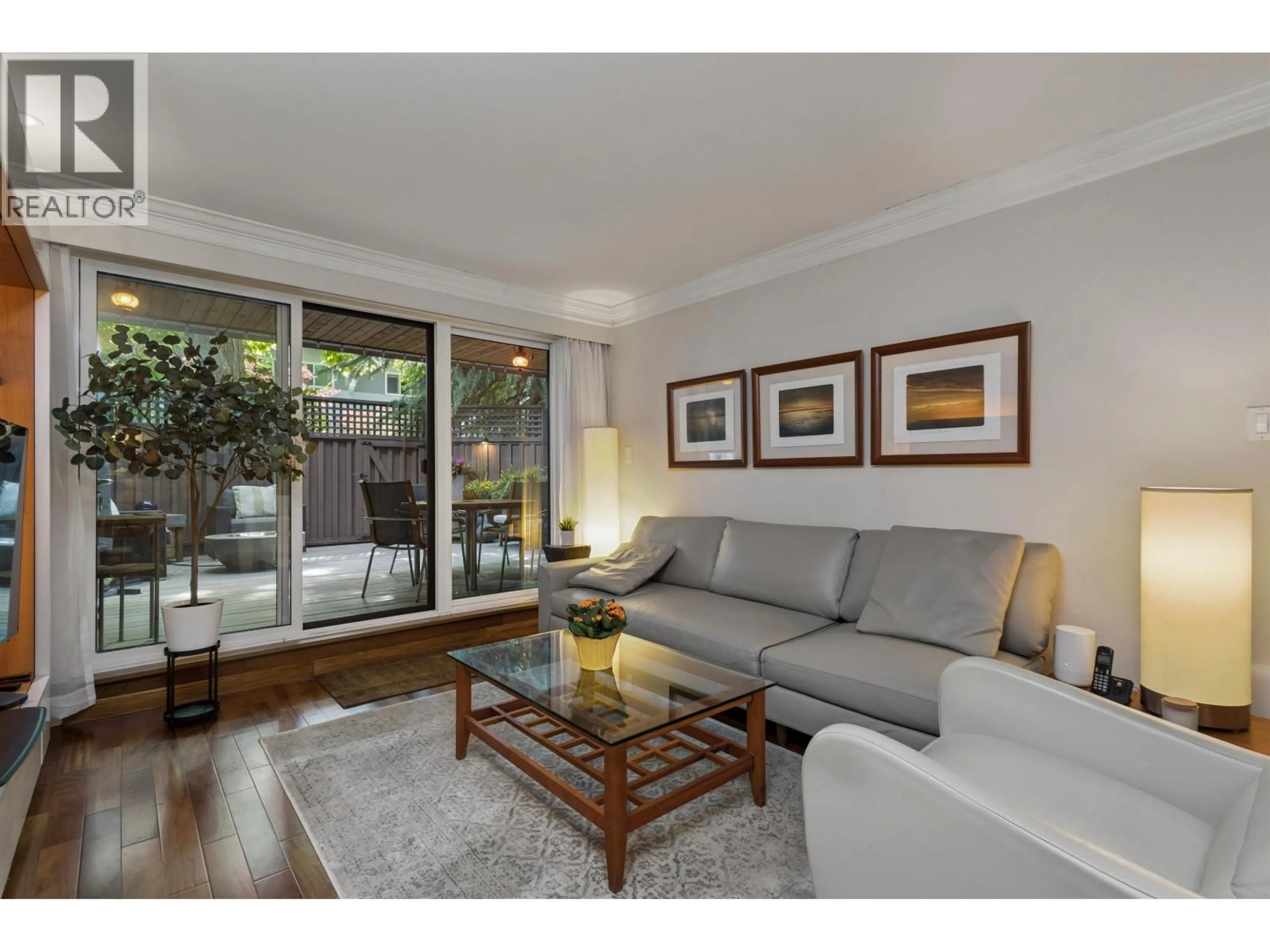 Living room with furniture, wood/laminate floor for 104 - 1855 NELSON STREET, Vancouver British Columbia V6G1M9