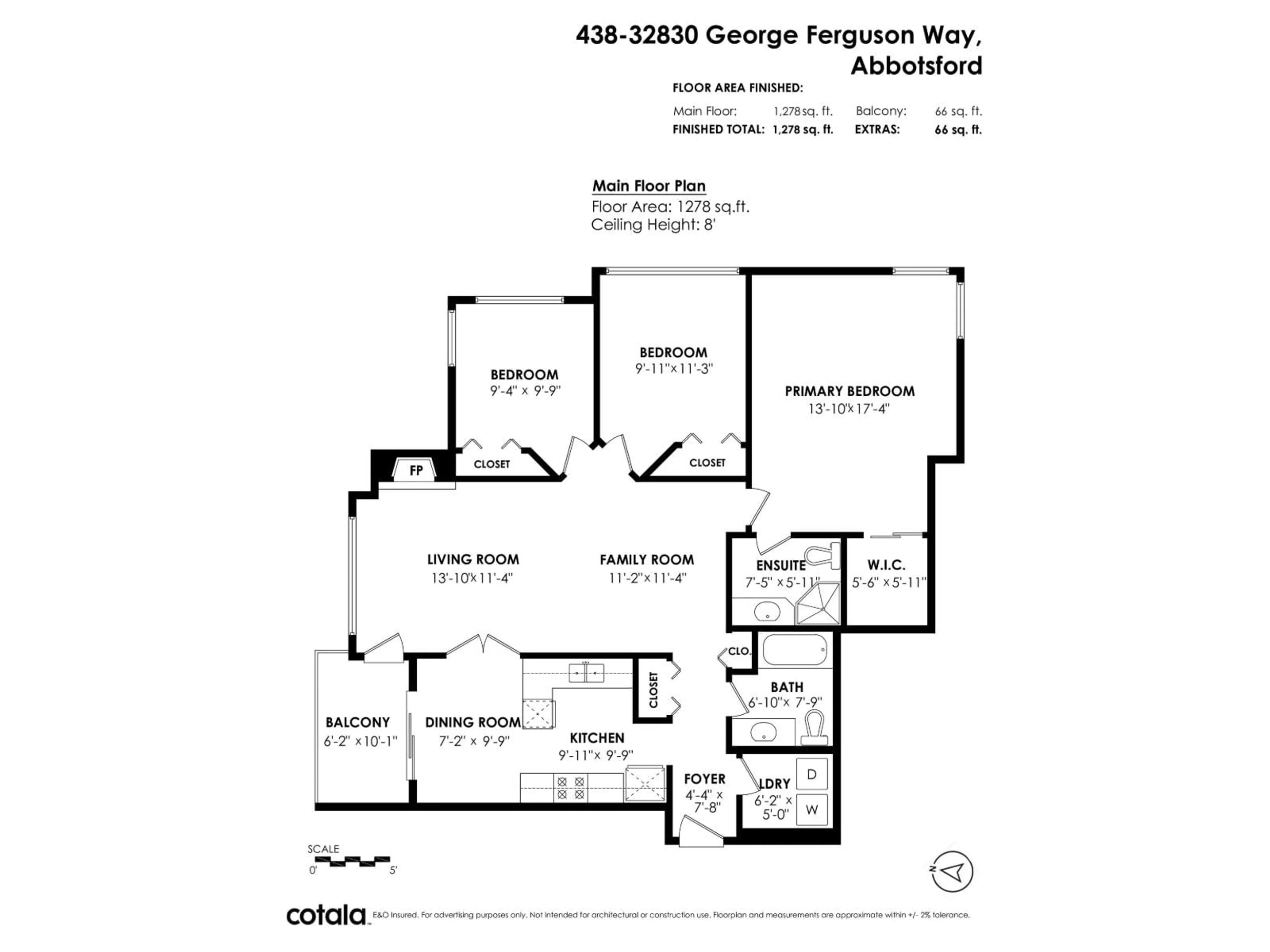 Floor plan for 438 - 32830 GEORGE FERGUSON WAY, Abbotsford British Columbia V2S7K1