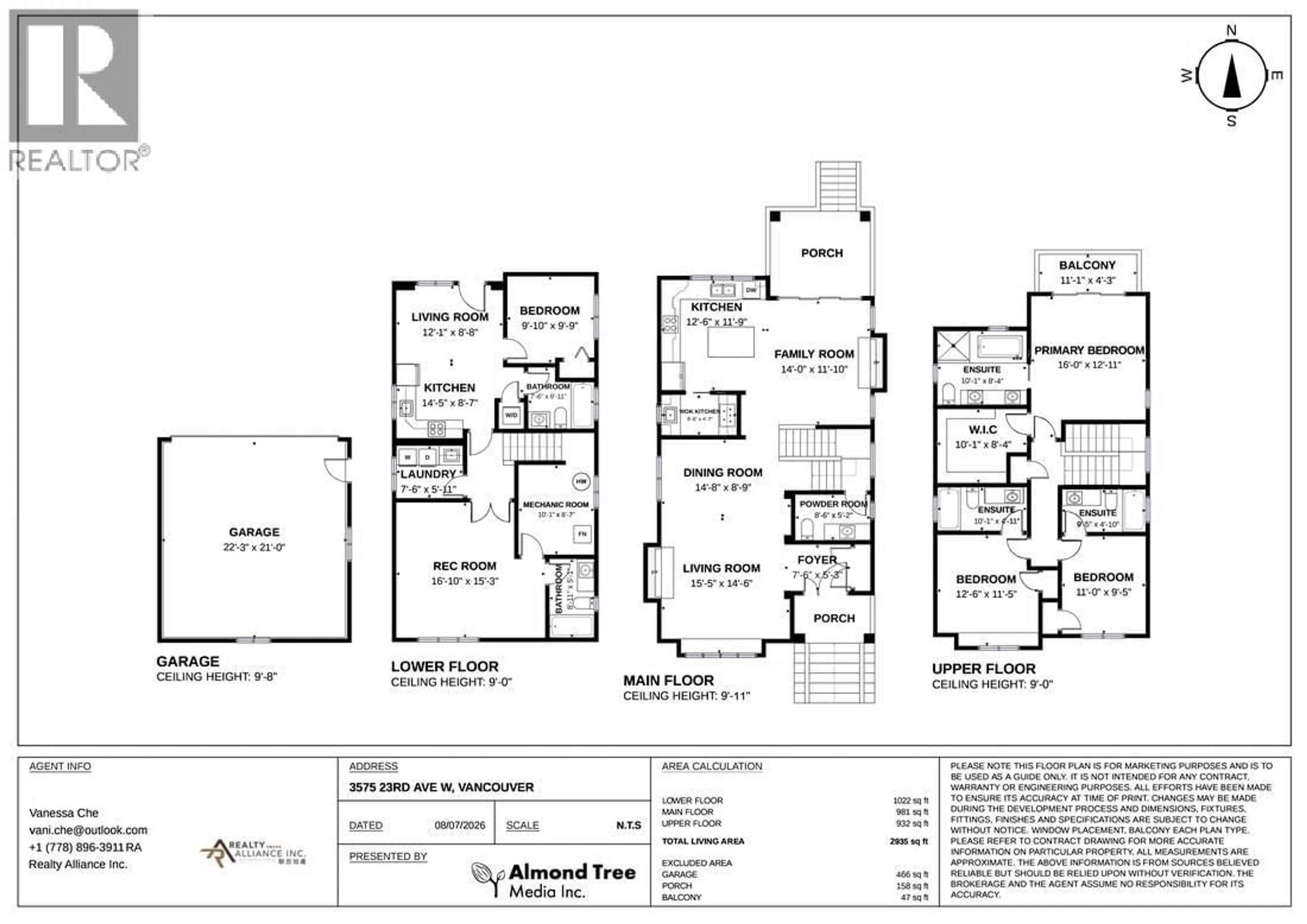 Floor plan for 3575 23RD AVENUE, Vancouver British Columbia V6S1K4