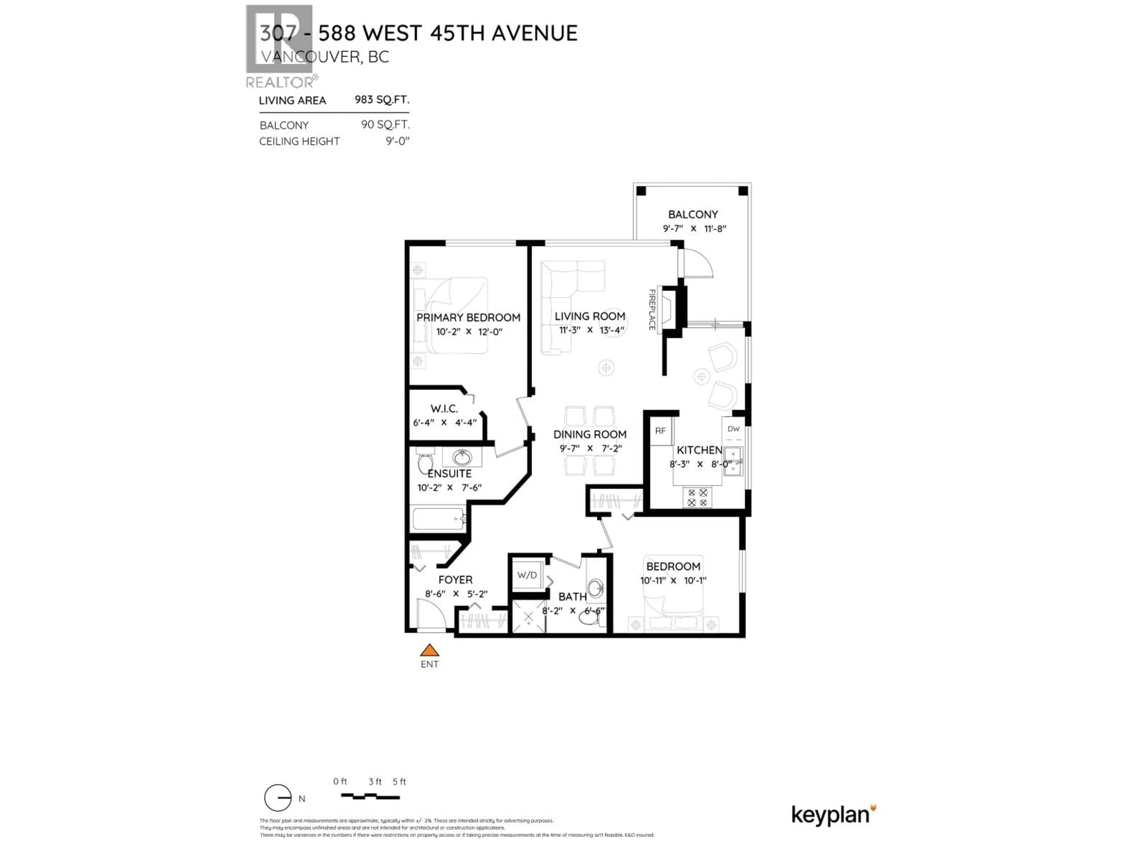Floor plan for 307 - 588 45TH AVENUE, Vancouver British Columbia V5Z4S3