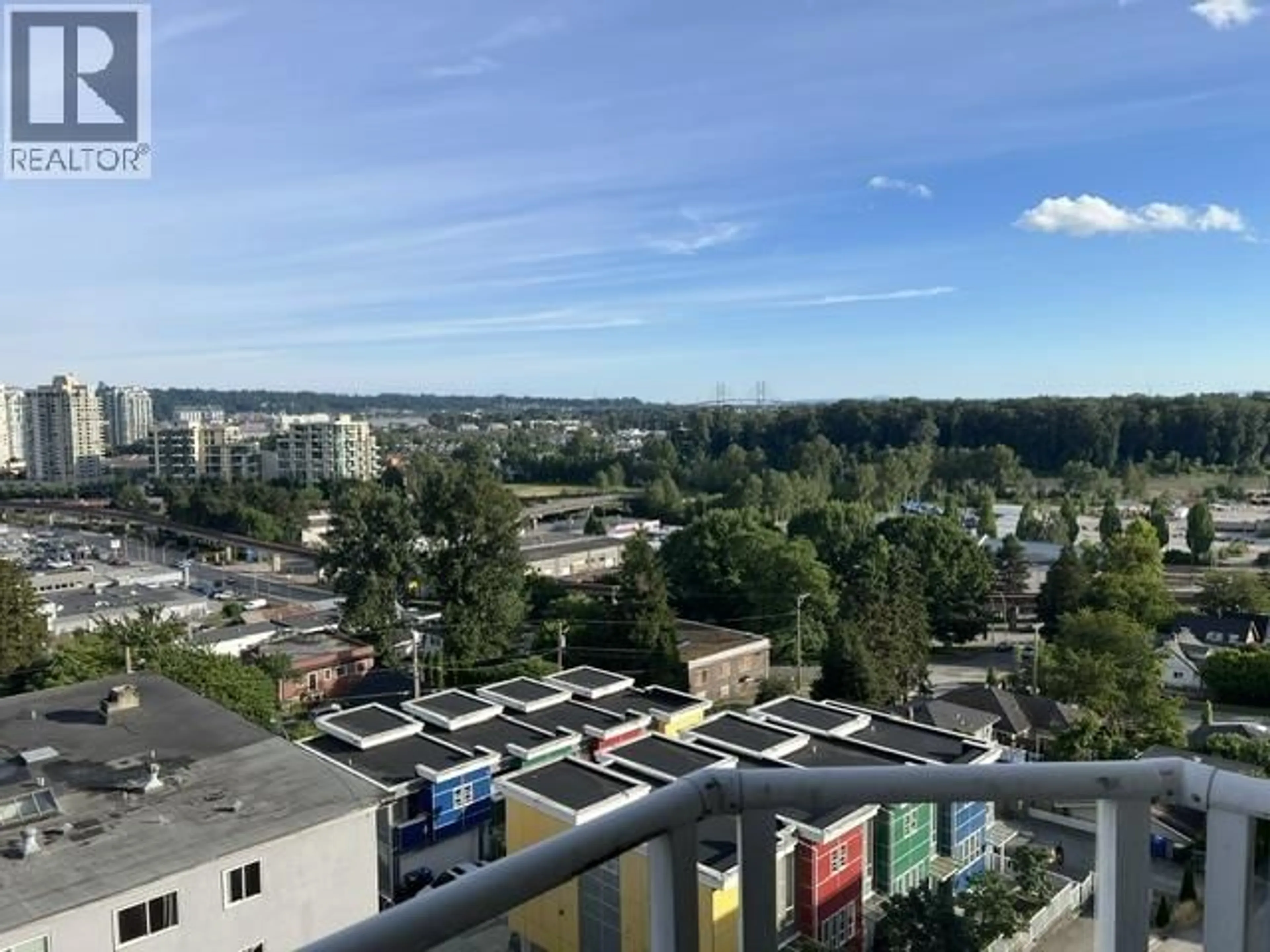Balcony in the apartment, city buildings view from balcony for 703 - 412 TWELFTH STREET, New Westminster British Columbia V3M6R2