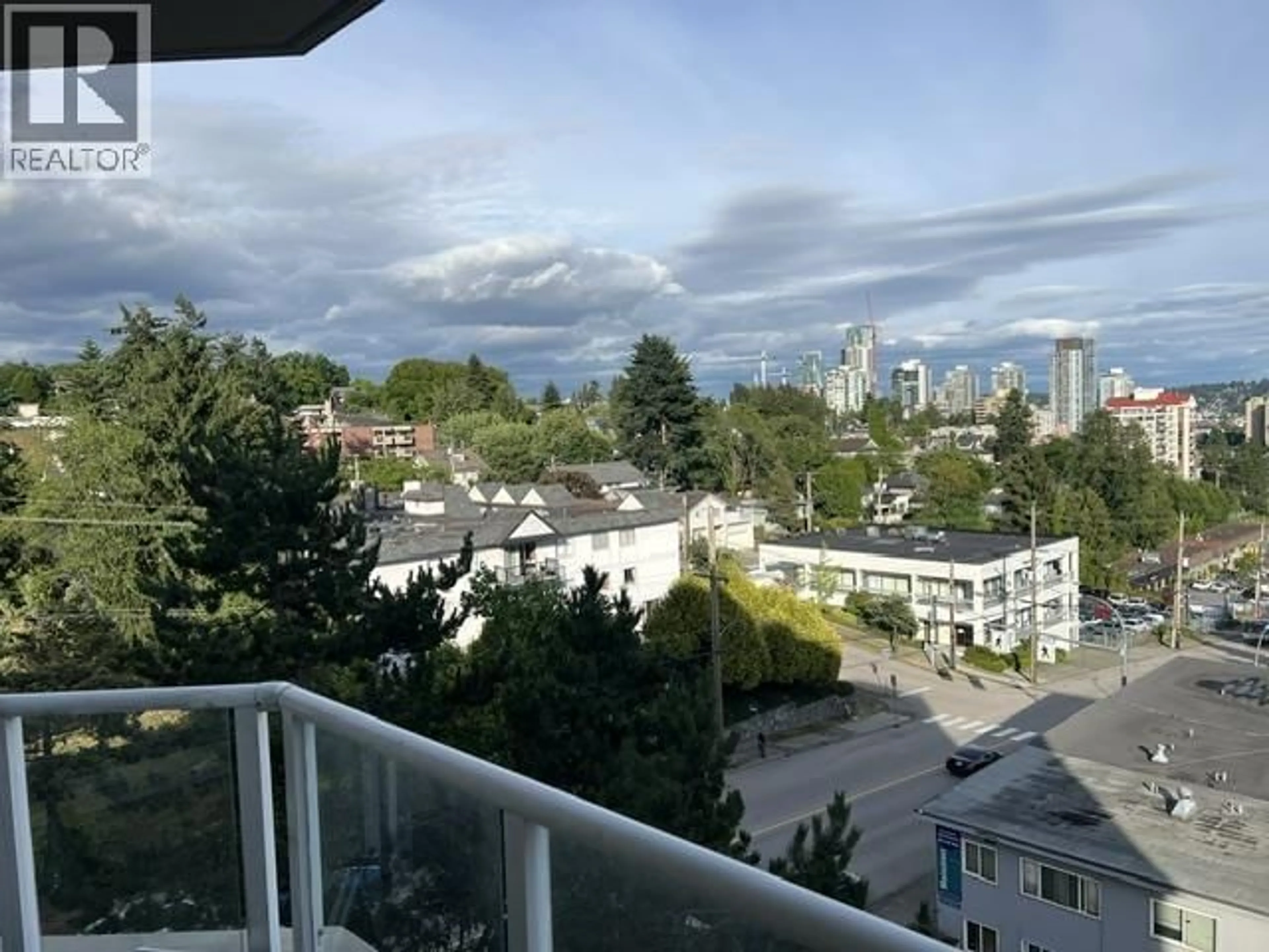 Balcony in the apartment, city buildings view from balcony for 703 - 412 TWELFTH STREET, New Westminster British Columbia V3M6R2