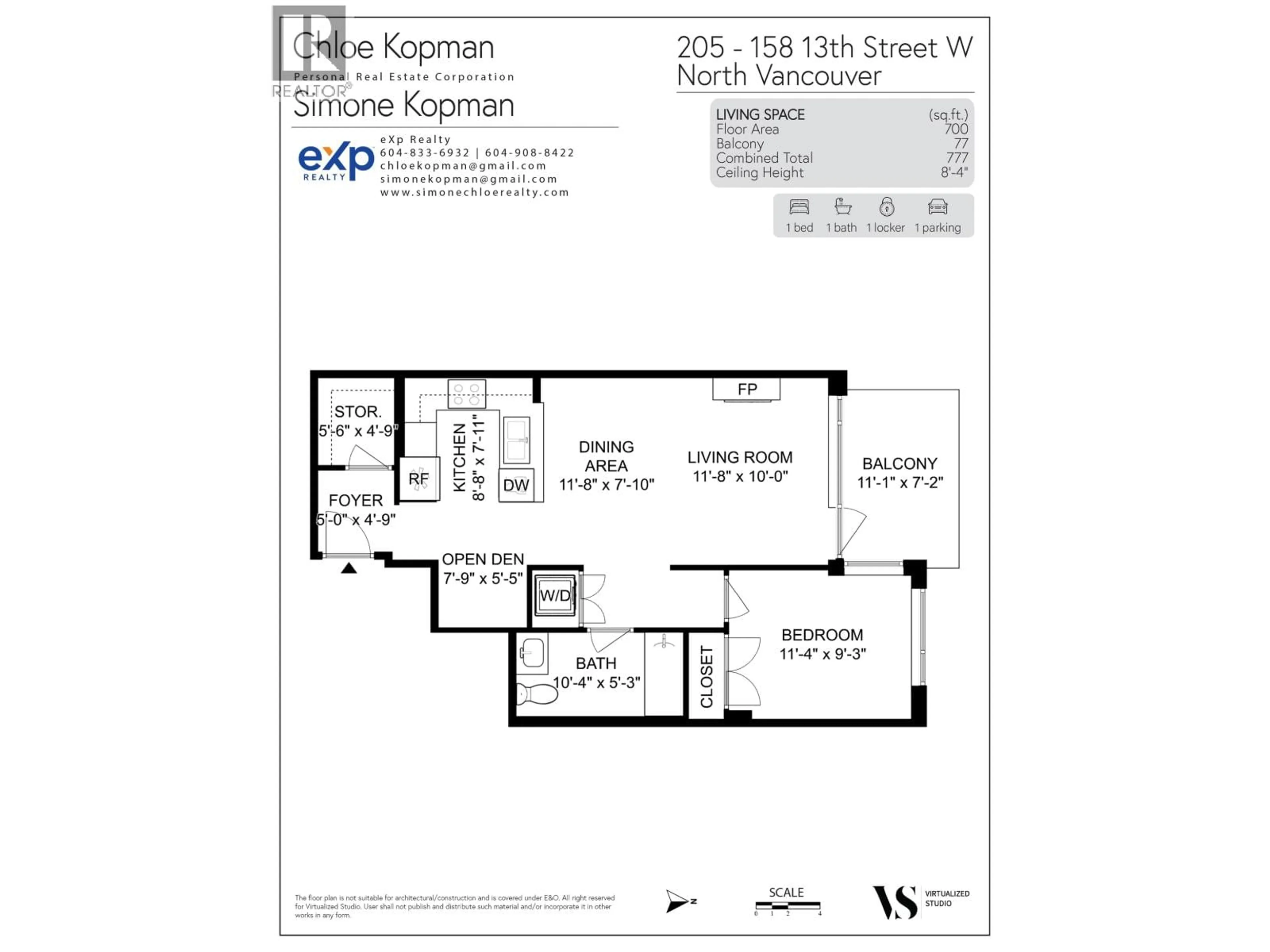 Floor plan for 205 - 158 13TH STREET, North Vancouver British Columbia V7M0A7
