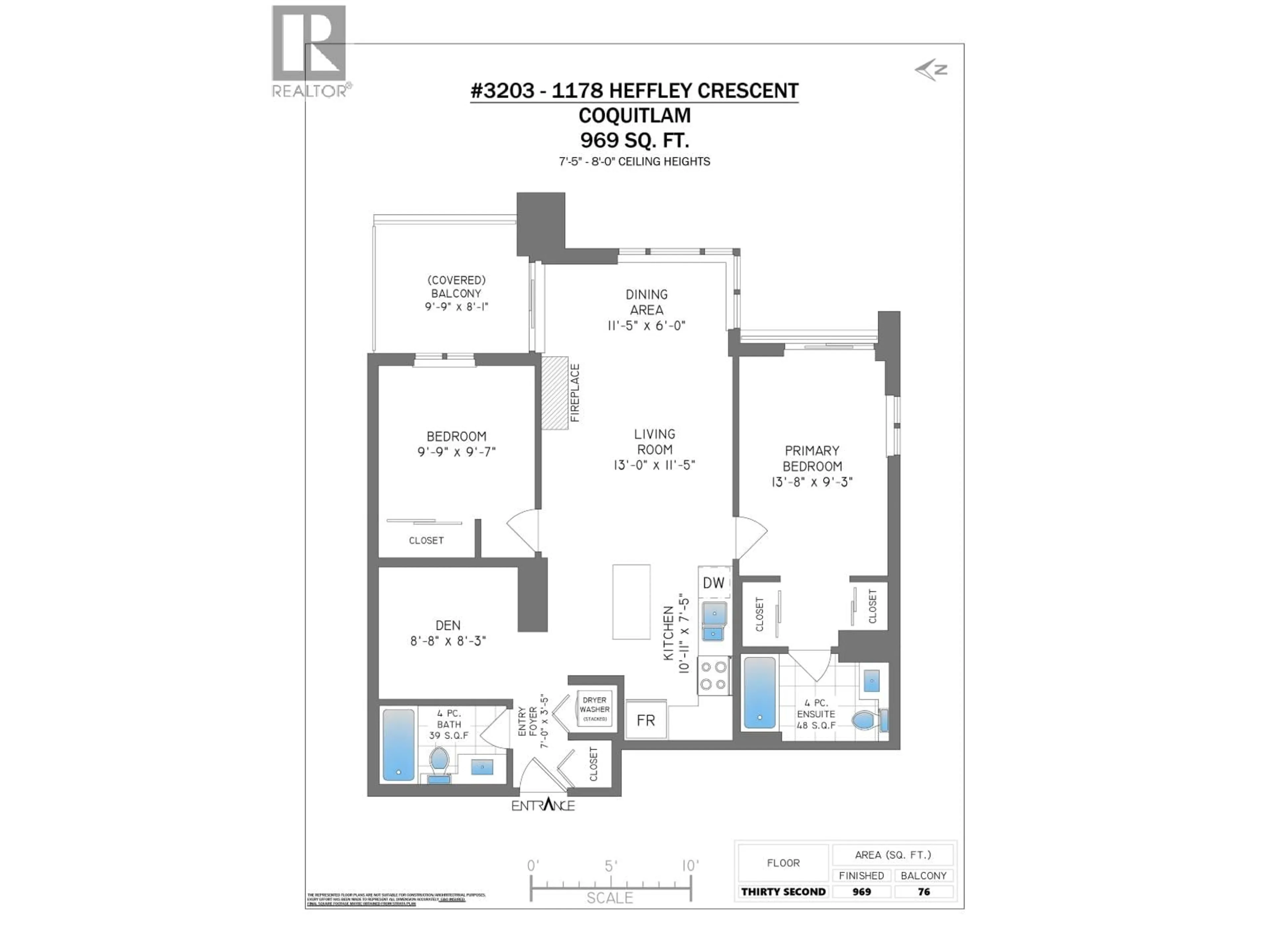 Floor plan for 3203 - 1178 HEFFLEY CRESCENT, Coquitlam British Columbia V3B0A7