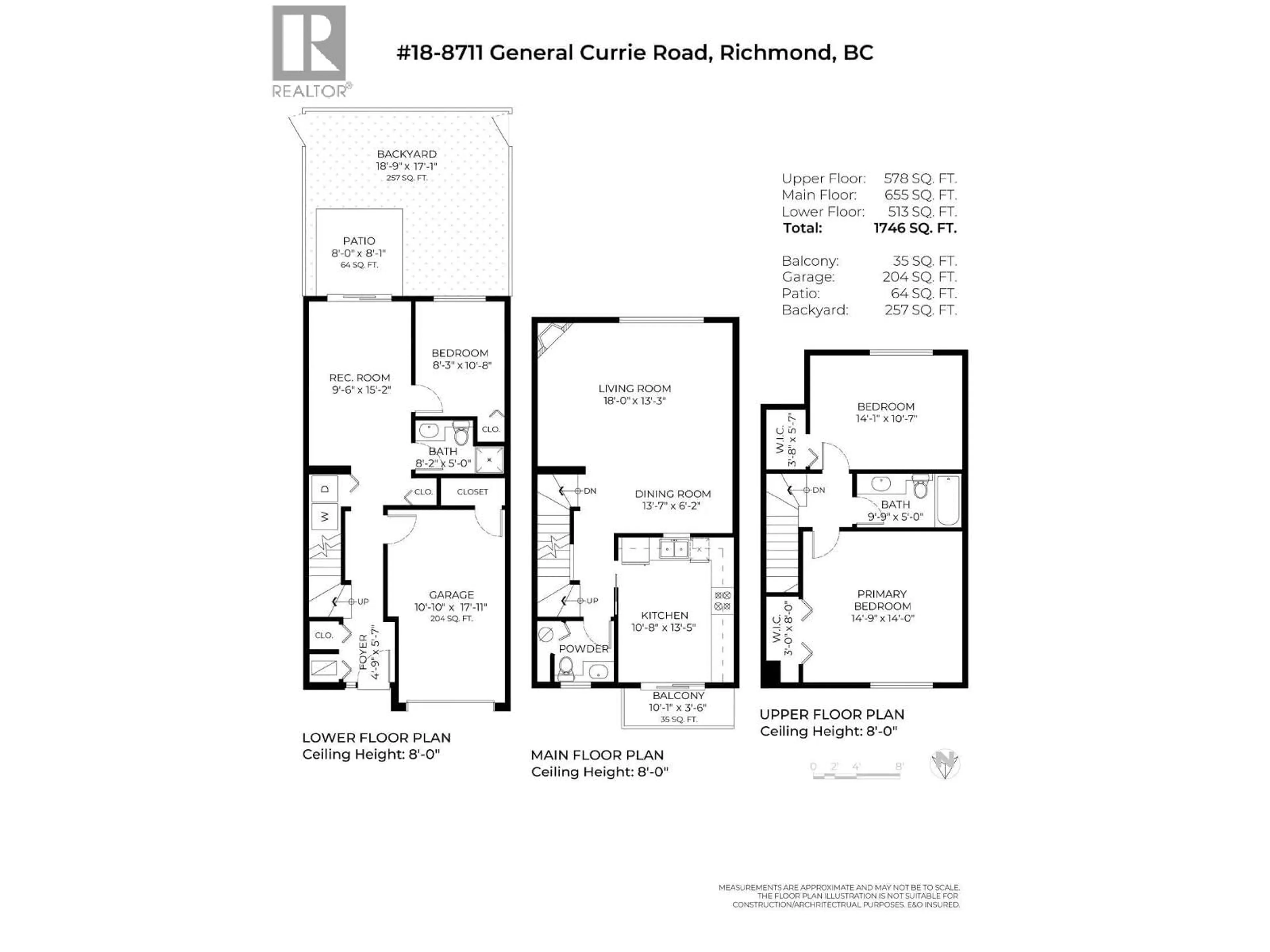 Floor plan for 18 - 8711 GENERAL CURRIE ROAD, Richmond British Columbia V6Y1M3